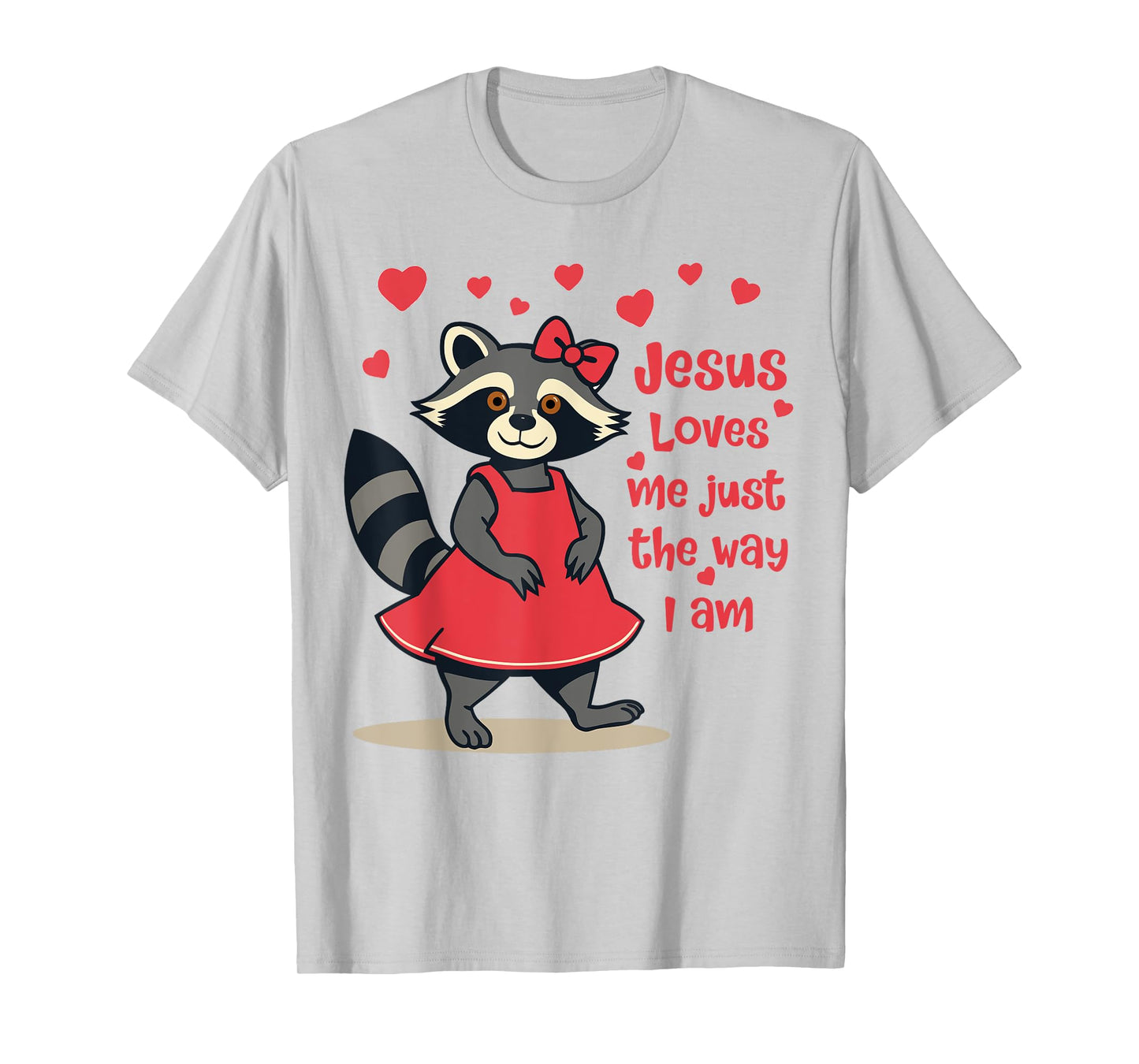 Christian Kids Racoon Jesus Loves Me Just The Way I Am T-Shirt