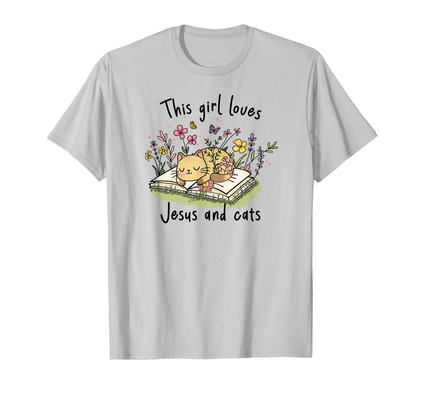 This Girl Loves Jesus And Cats Cute Christian T-Shirt