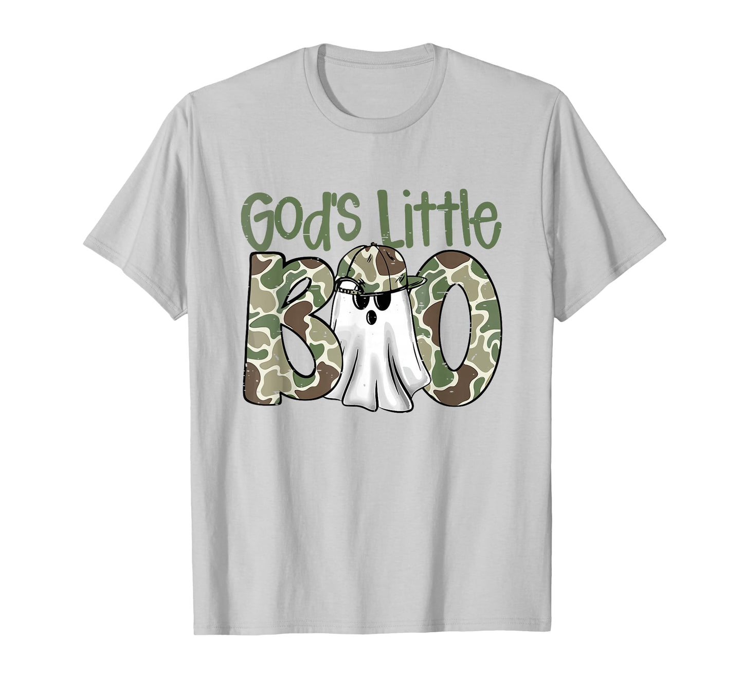 Camo God's Little Boo Ghost Halloween Kids Spooky Season T-Shirt