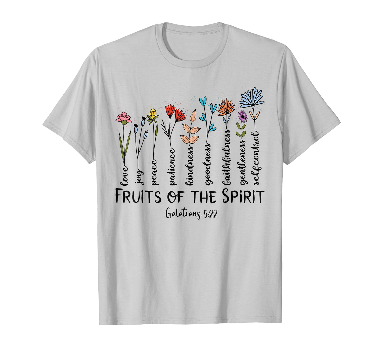 Faith Cross Christ Religious Inspirational Apparel Fruit of The Spirit Christian Faithful Bible Verse Jesus T-Shirt - Grey, Small, Women's Classic Fit, Short Sleeve