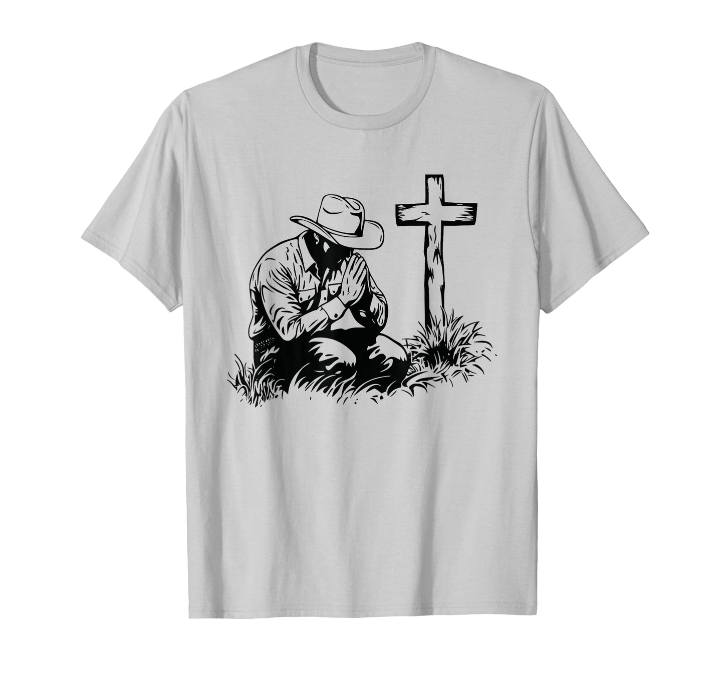 Praying Cowboy Kneeling Cross Western Bible Jesus Horse T-Shirt