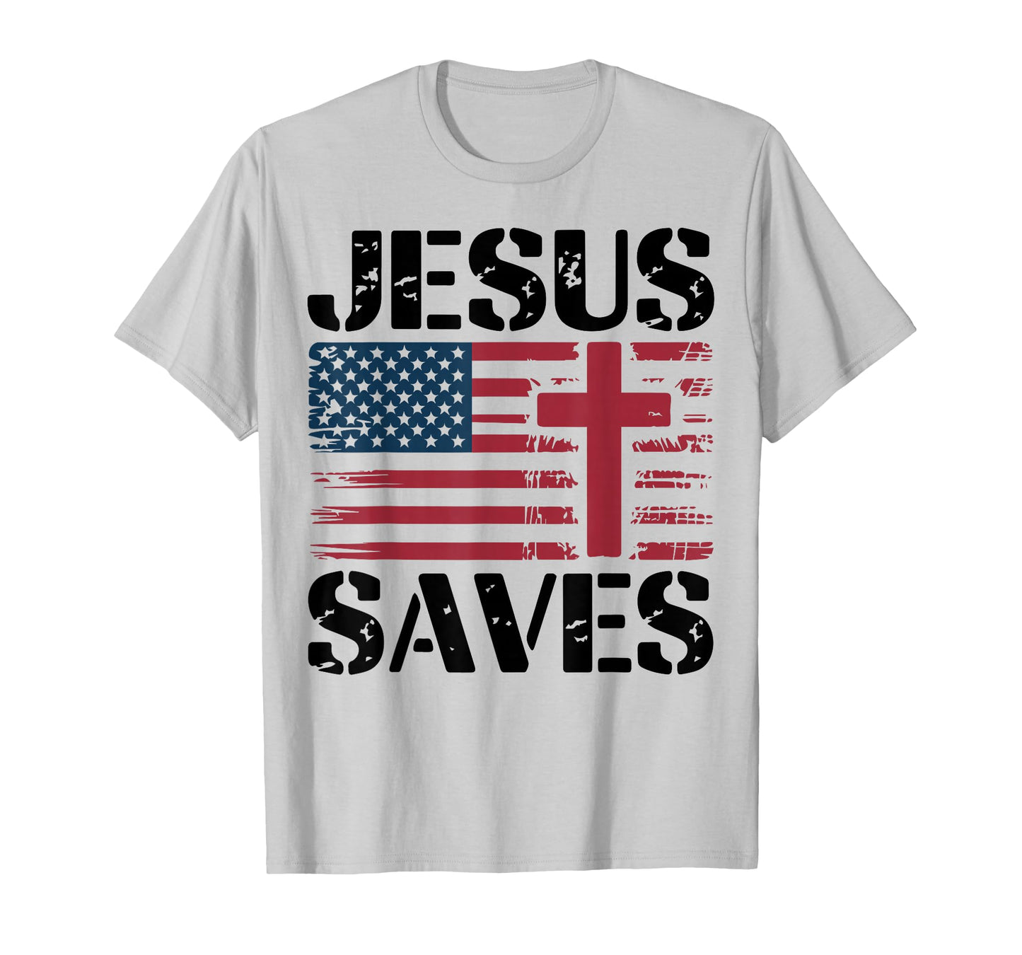 Jesus Saves Christian Patriotic Cross Faith American Flag T-Shirt