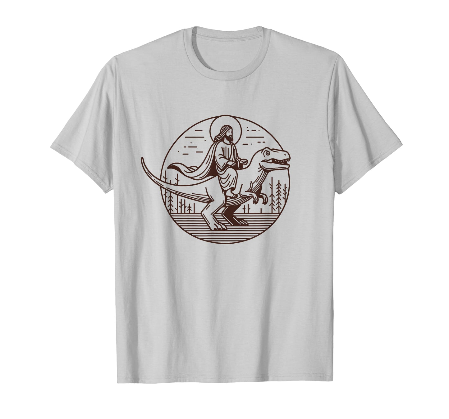 Funny Jesus Riding T-Rex Dinosaur Meme Parody for Believers T-Shirt