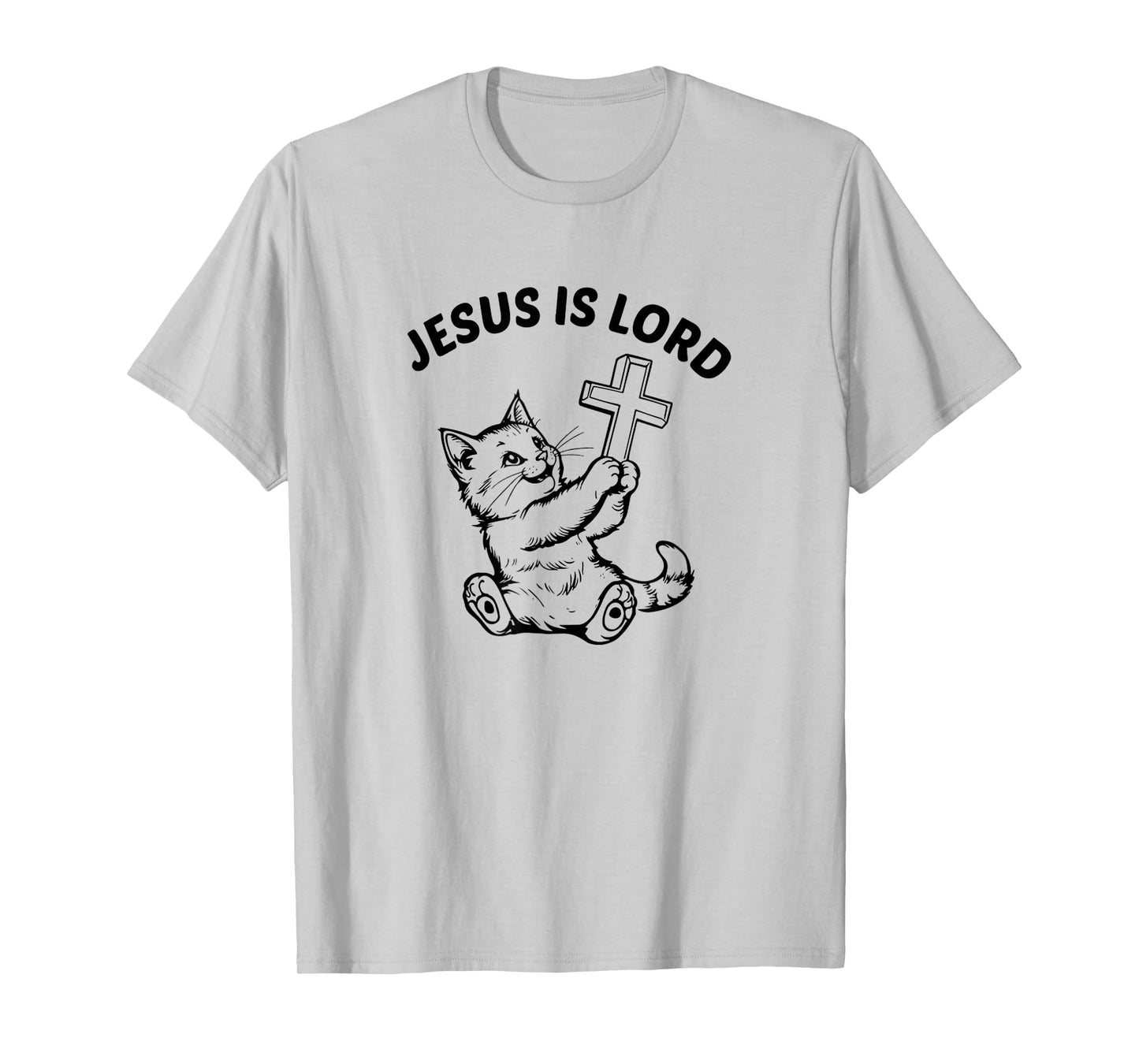 Vintage Jesus is Lord Funny Cat Cross Meme Faith Bible T-Shirt