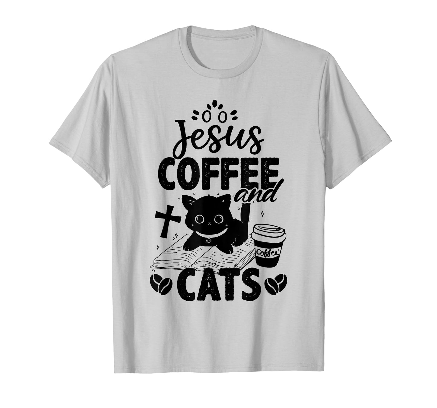 Jesus Coffee and Cats Cute Christian Cat Lover T-Shirt