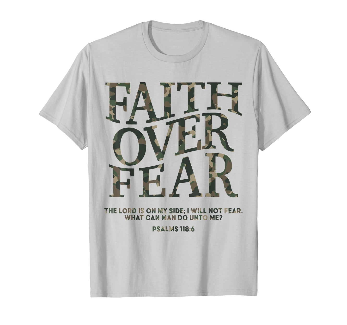 Camo Faith Over Fear Christian Jesus Youth God Son Brother T-Shirt