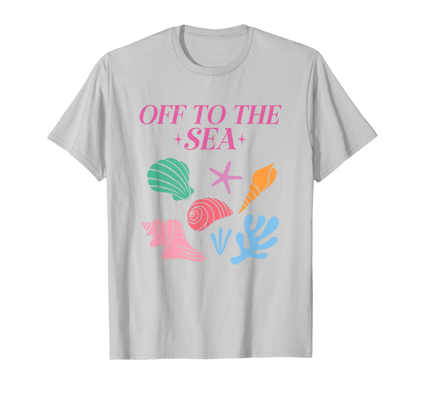 Off To The Sea Summer Cute Beach Colorful Seashells Starfish T-Shirt for Men Women Girls Kids