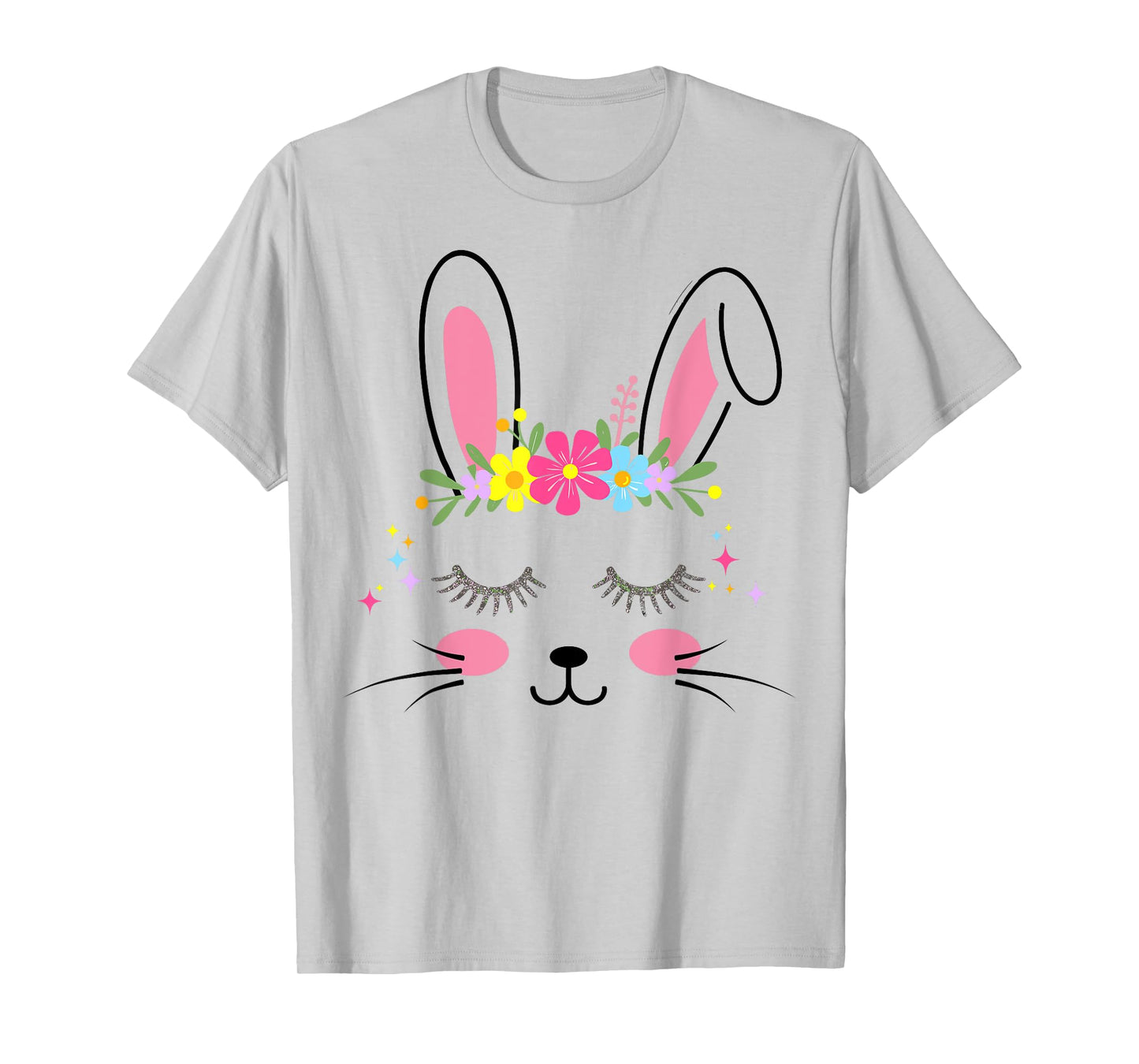 Cute bunny face flowers for easter girls women T-Shirt