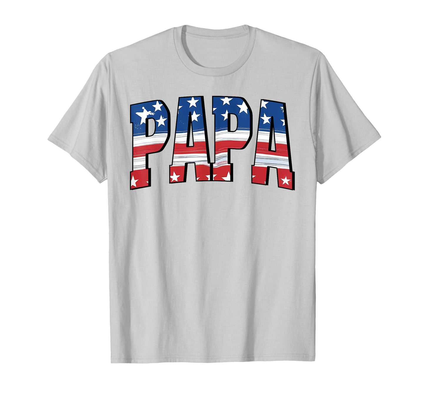 Papa Red White Blue American 4th Of July US Flag Matching T-Shirt