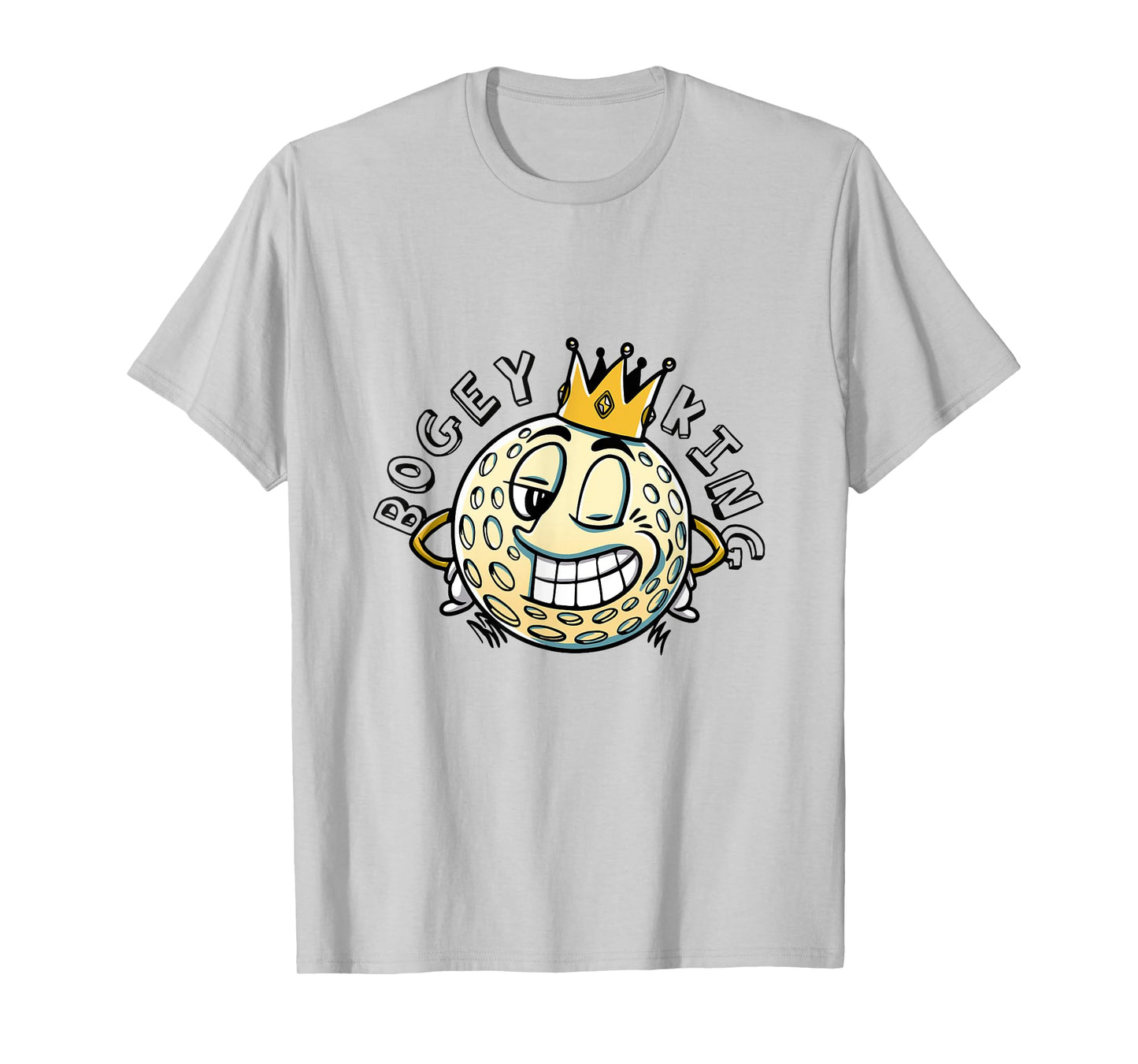Bogey King Cartoon Golf Ball with Crown Funny Golf T-Shirt