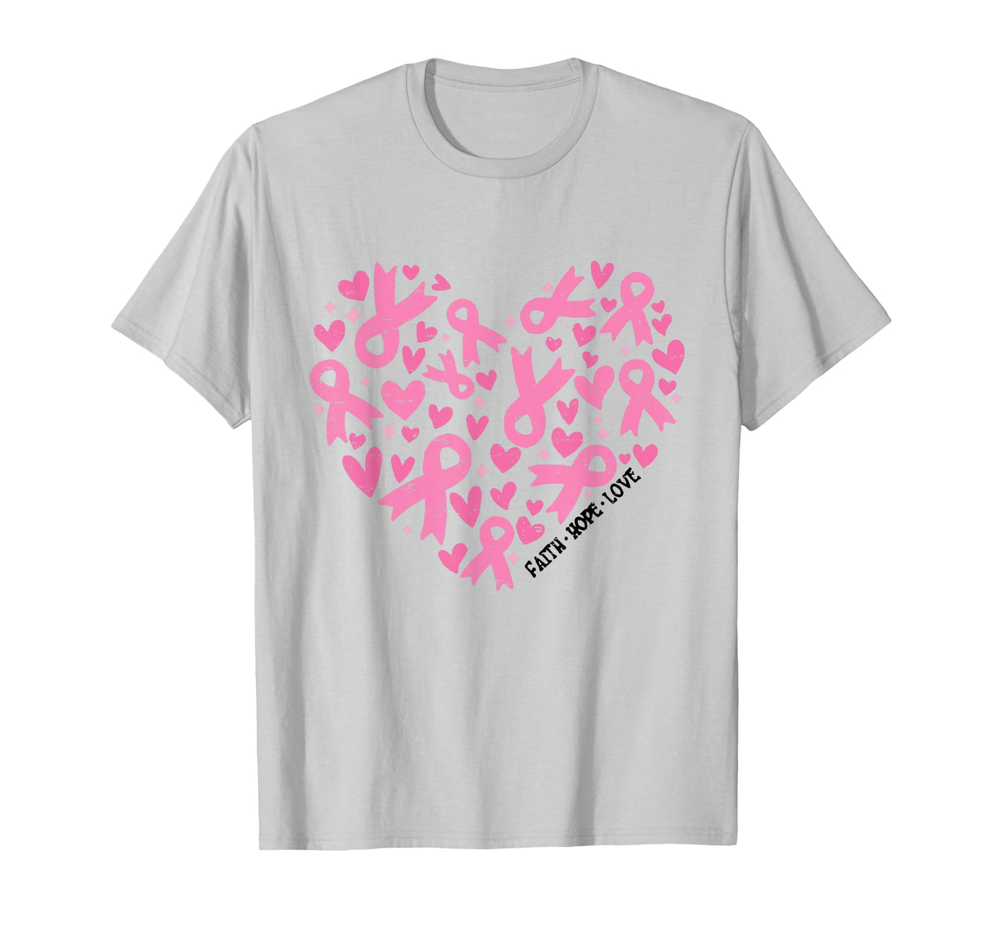 Faith Hope Love Breast Cancer Awareness Pink Ribbon Warrior T-Shirt