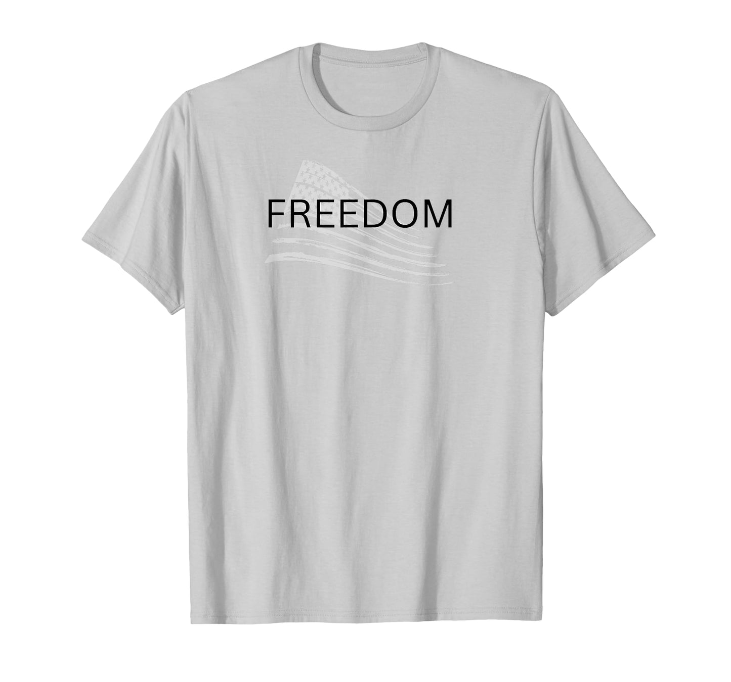 Freedom Text Christian, Patriotic Flag Faith Blk Txt T-Shirt