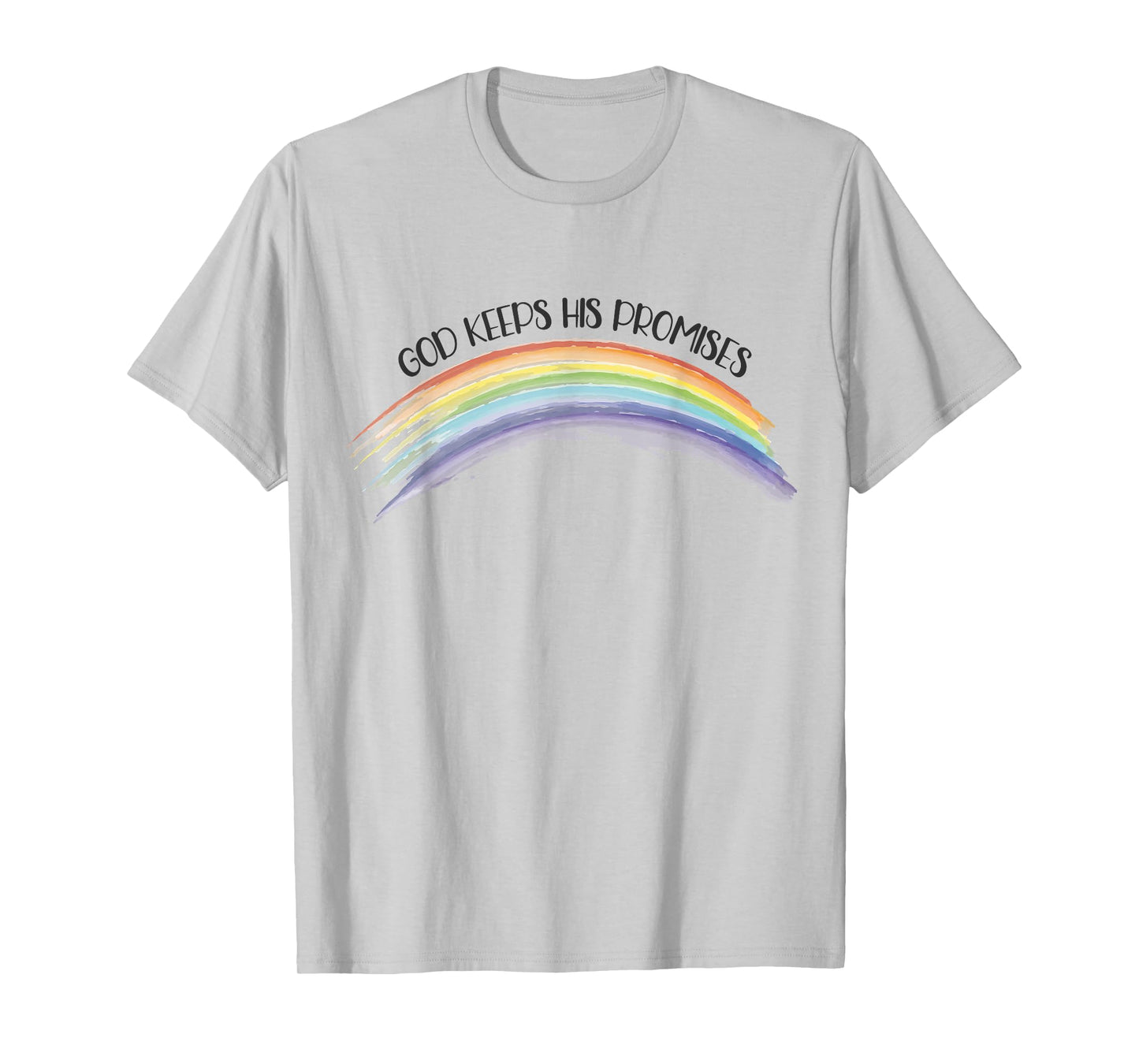 In God We Trust Apparel Rainbow God Keeps His Promises, Christian Religious Faith T-Shirt Grey