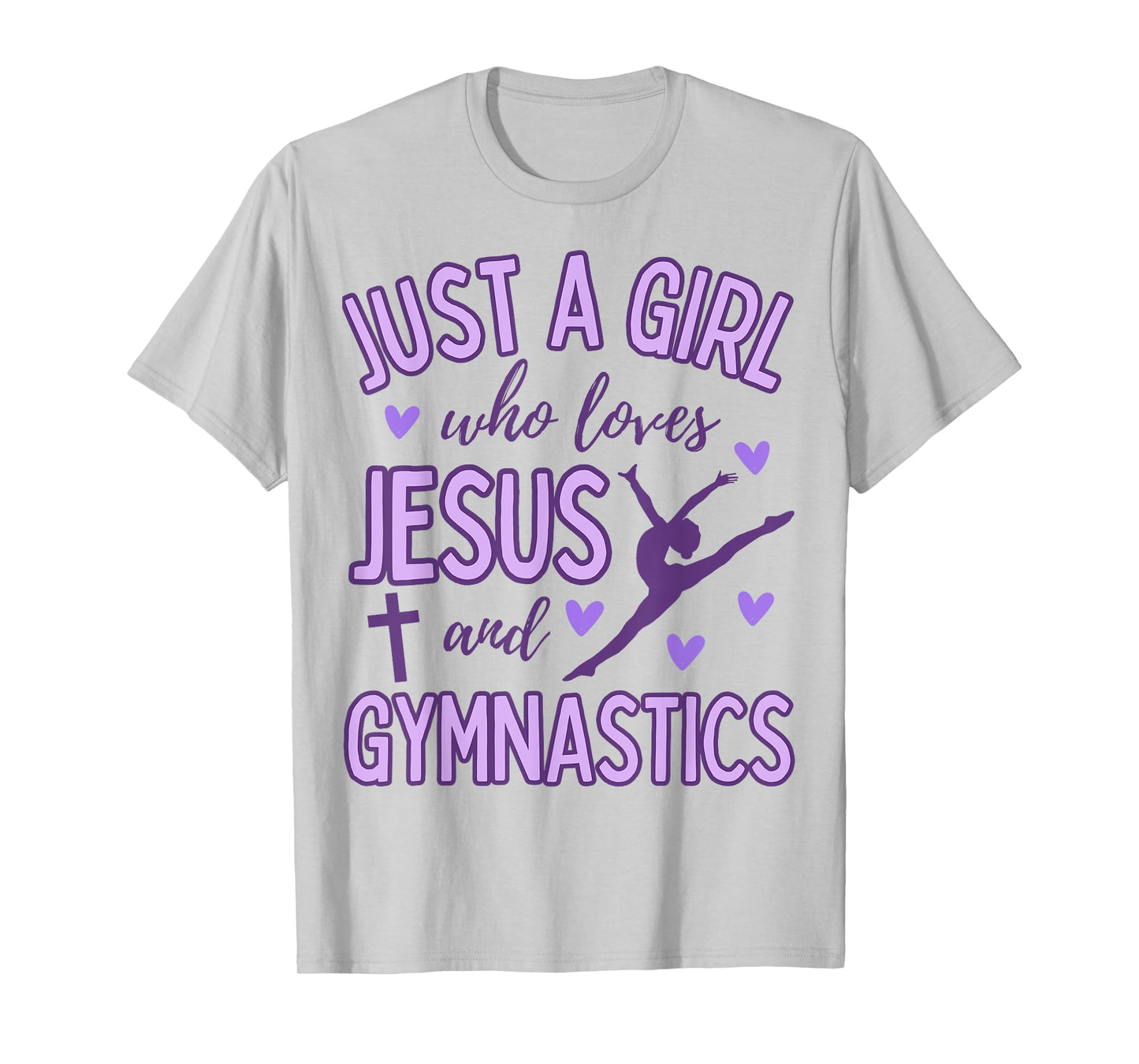 Just A Girl Who Loves Jesus and Gymnastics Christian Purple T-Shirt