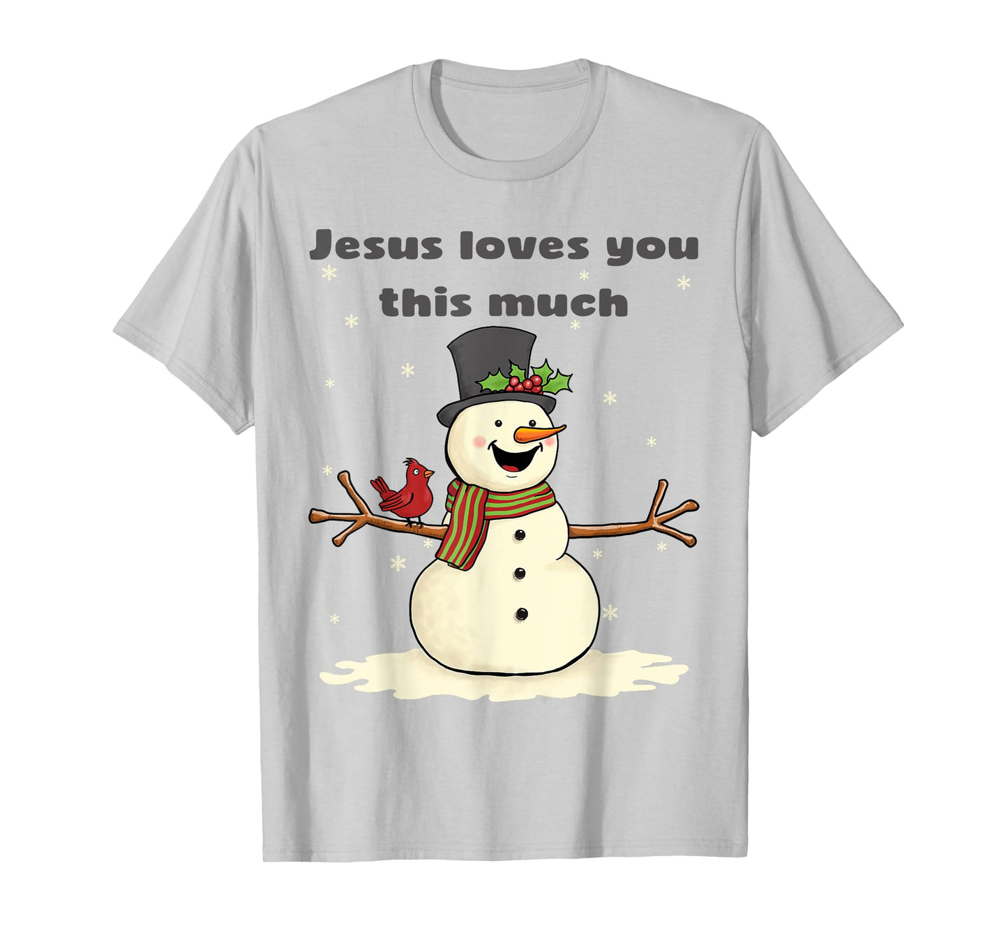 Cute Christian Christmas Snowman Jesus Loves You T-Shirt