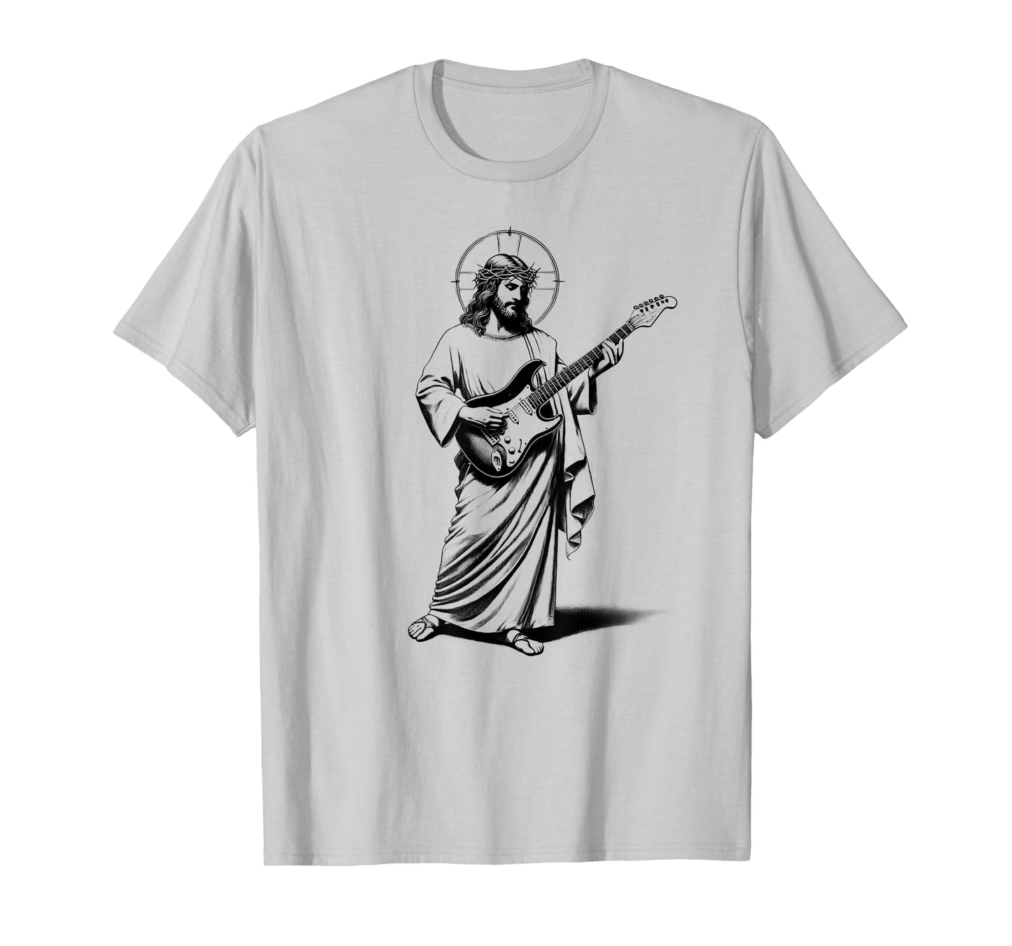 Funny Jesus Playing Electric Guitar Guitarist Christian Rock T-Shirt
