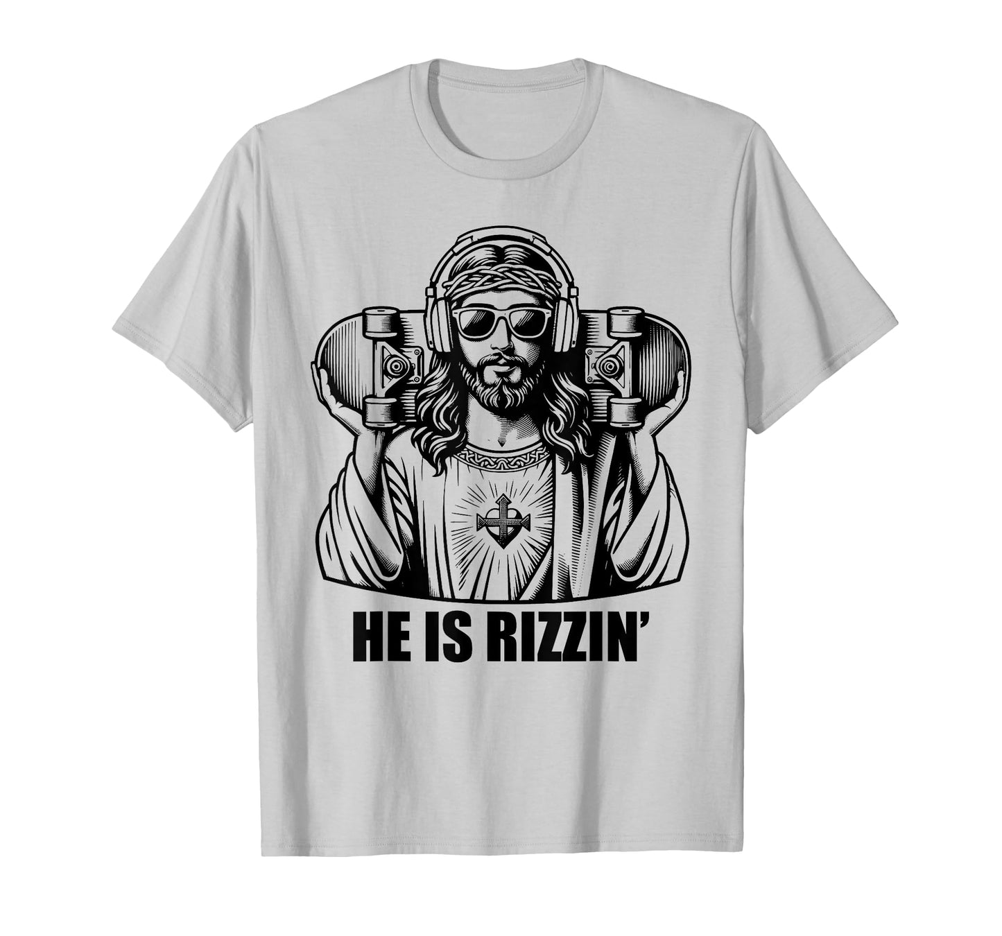 He Is Rizzin Jesus Skateboard Easter Religious Risin Church T-Shirt