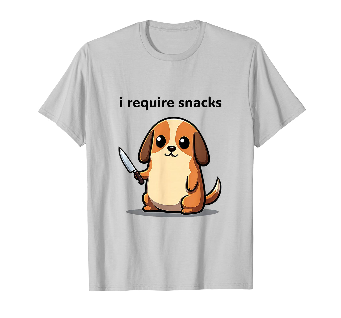 Funny Dog Meme I Require Snacks Cute Animal Design Men Women T-Shirt