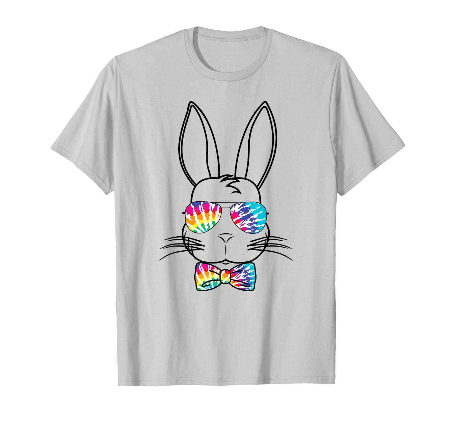 Bunny Face With Tie Dye Sunglasses & Bow Tie Easter Rabbit T-Shirt