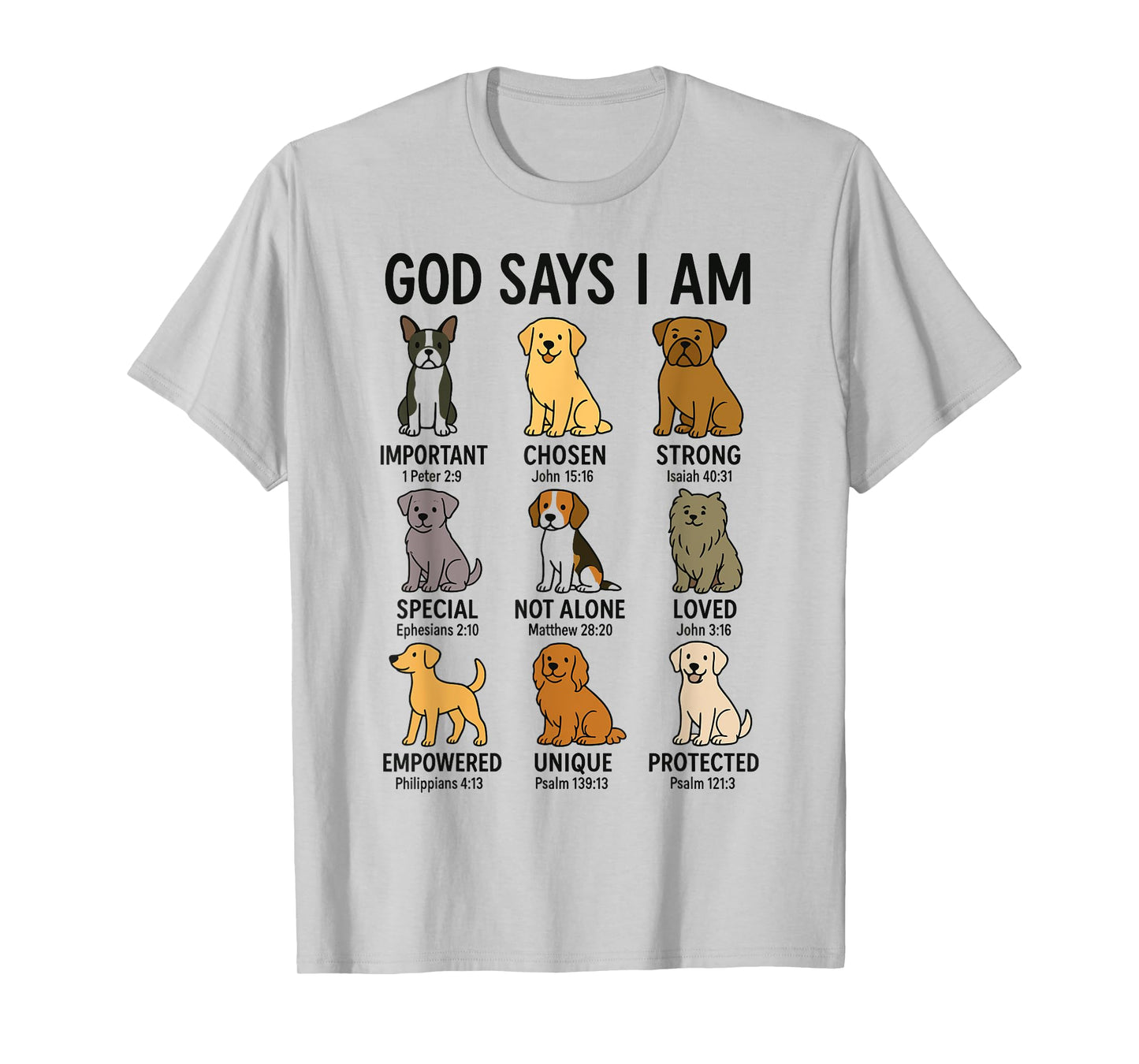 God Says I Am Christian Dog Religion Jesus Bible Dogs T-Shirt for Men Women Kids