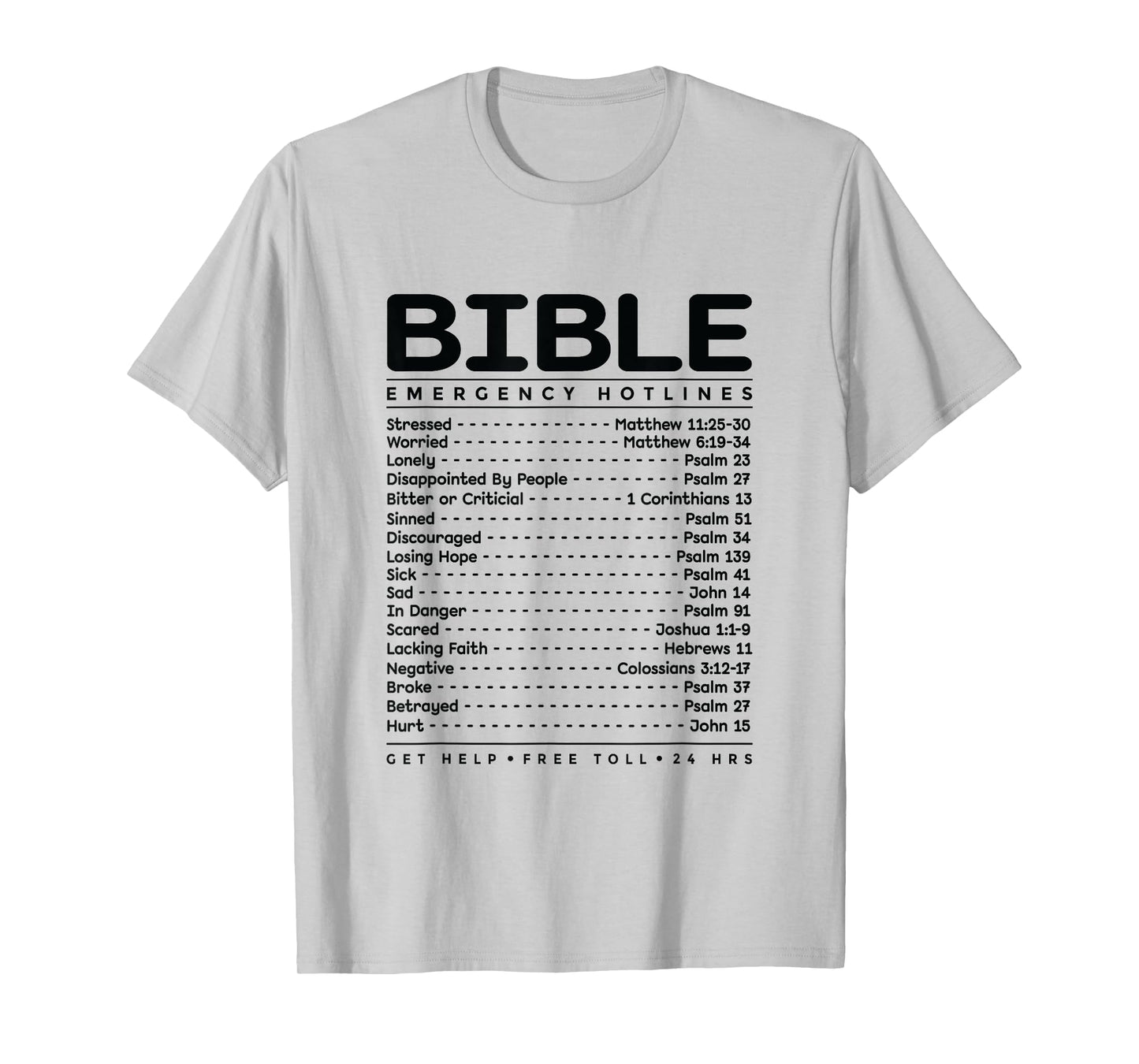 Bible Emergency Hotline Numbers Bible Verse Scripture Gift T-Shirt