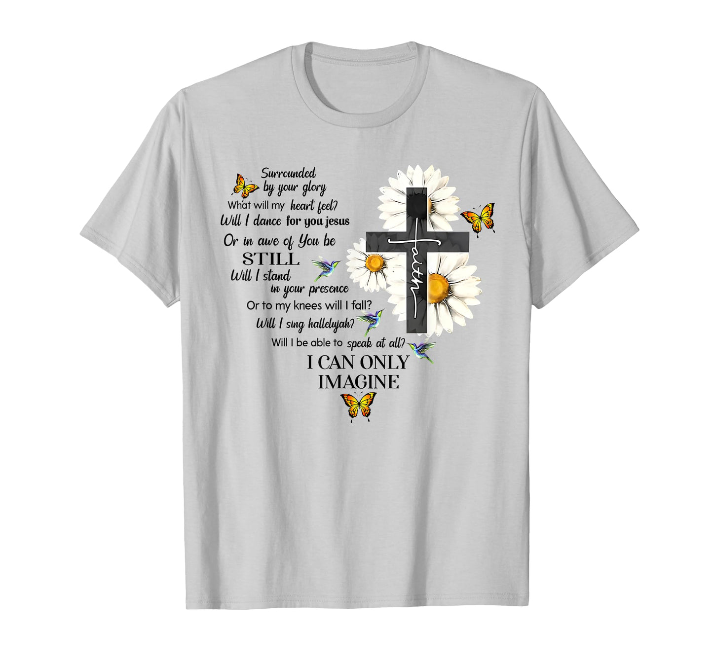 Butterfly Jesus Cross I Can Imagine Christian Religious T-Shirt