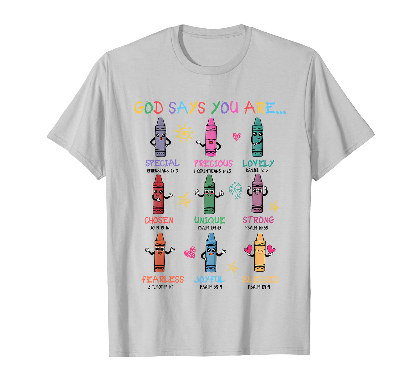 Retro God Says You Are Colorful Crayon Christian Bible Verse T-Shirt