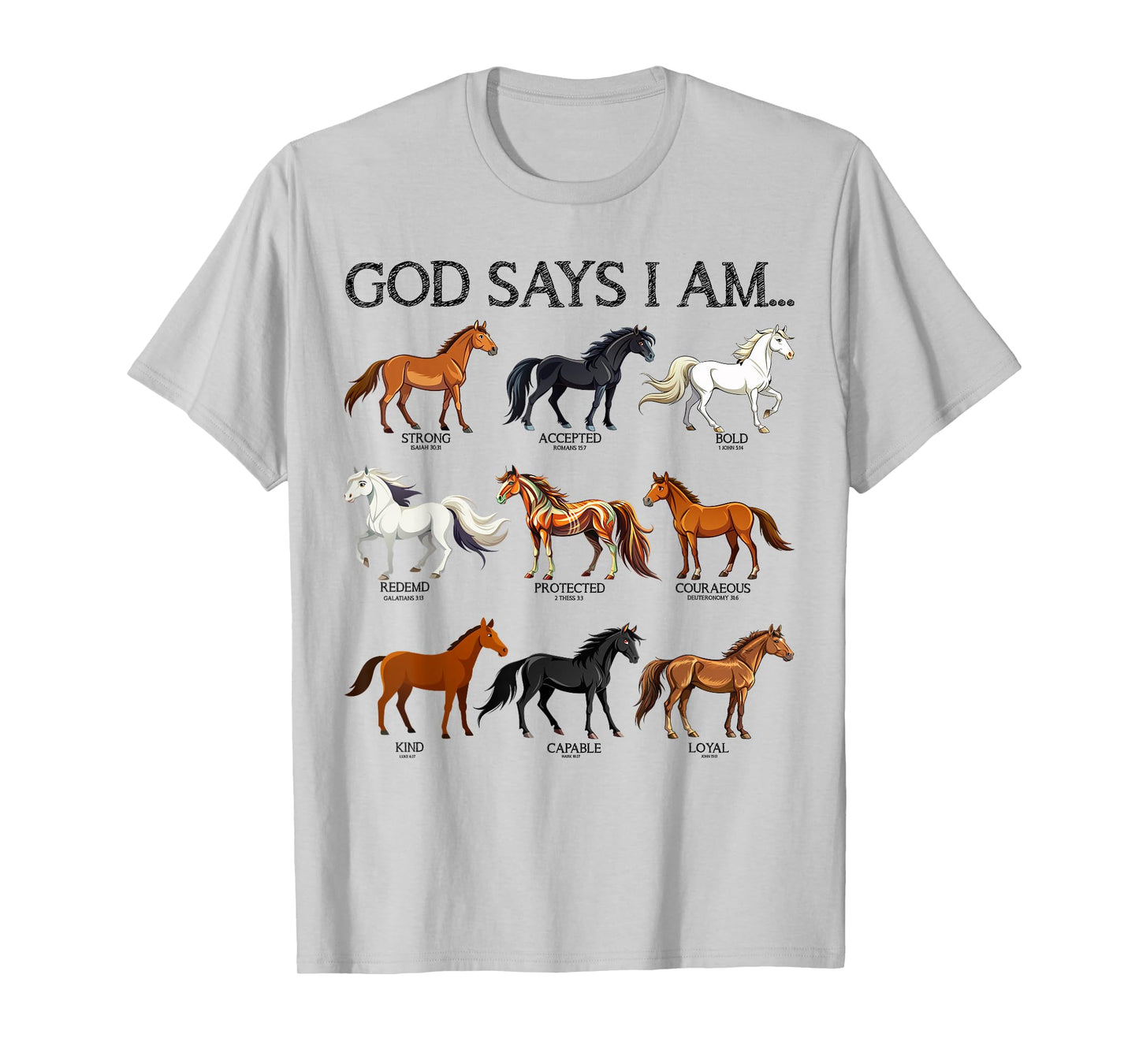 Horses God Says I Am Cute Christian Teen Girl Jesus Love You T-Shirt