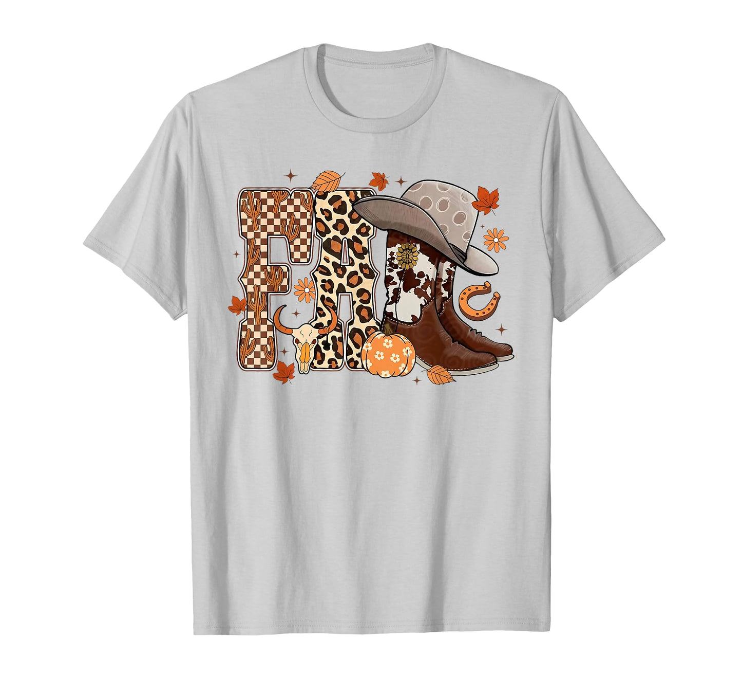 Howdy Western Boots Cowgirl Cowboy Checkered Fall Pumpkin T-Shirt