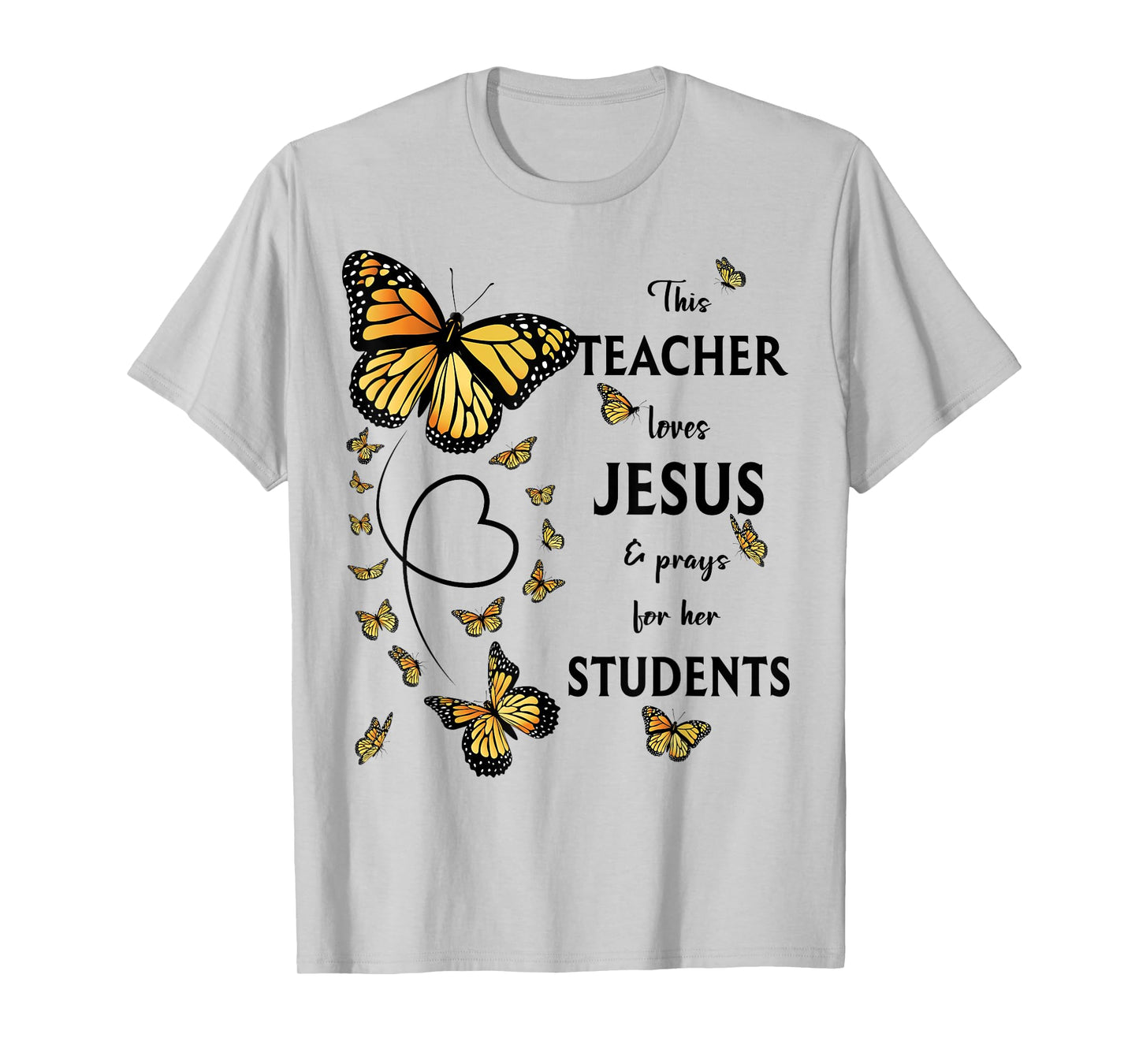 Christian Teacher Butterfly This Teacher Loves Jesus T-Shirt