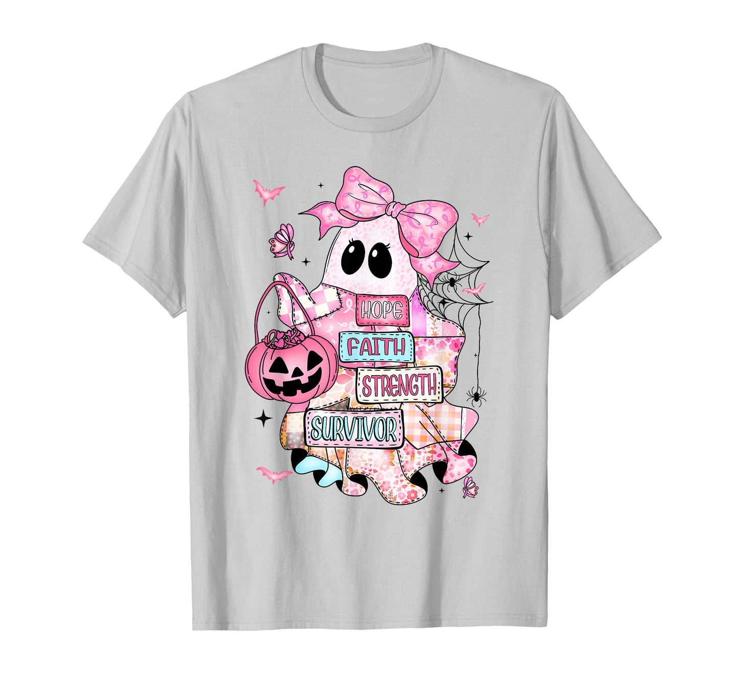 Breast Cancer Awareness Ghost Hope Faith Strength Survivor T-Shirt