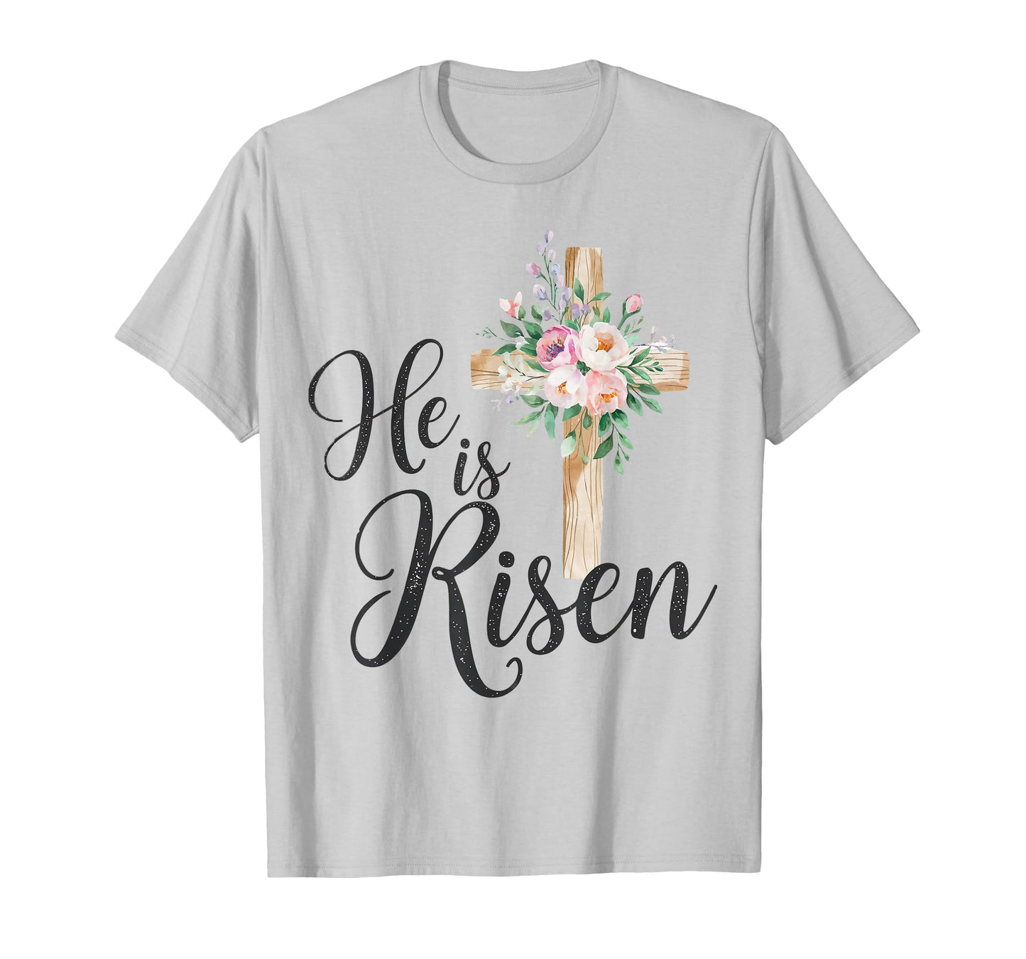 He is risen floral cross for christian easter girls women T-Shirt