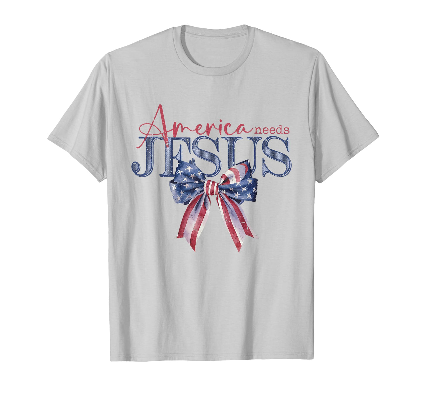 Coquette Bow America Needs Jesus Funny Christian 4th Of July T-Shirt