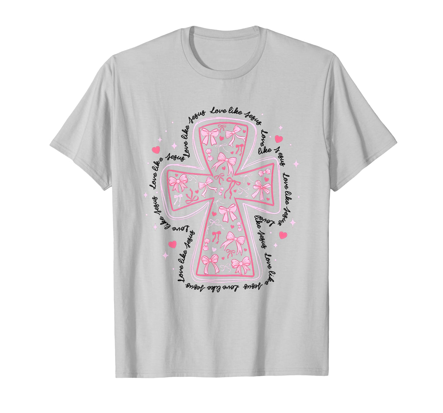 Love Like Jesus Coquette Heart Cross Christian Valentine T-Shirt