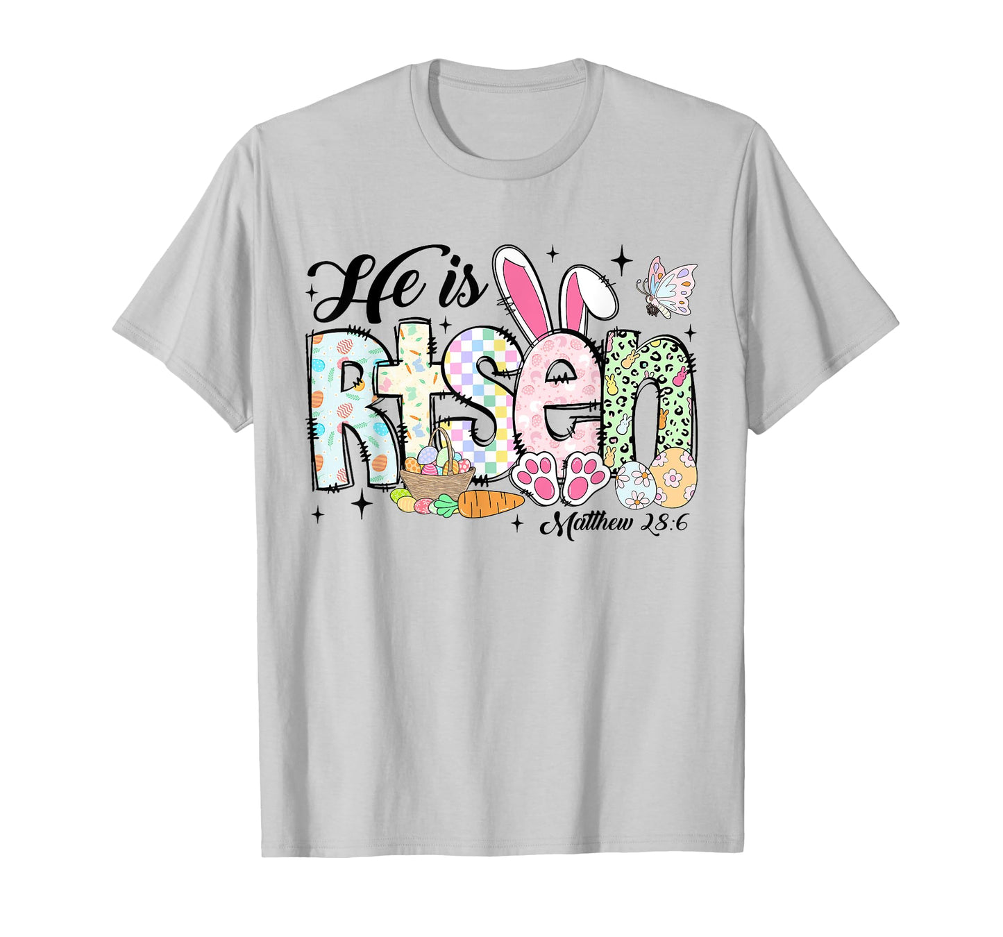 He is Risen Jesus Christian Happy Easter Kids Women Girls T-Shirt