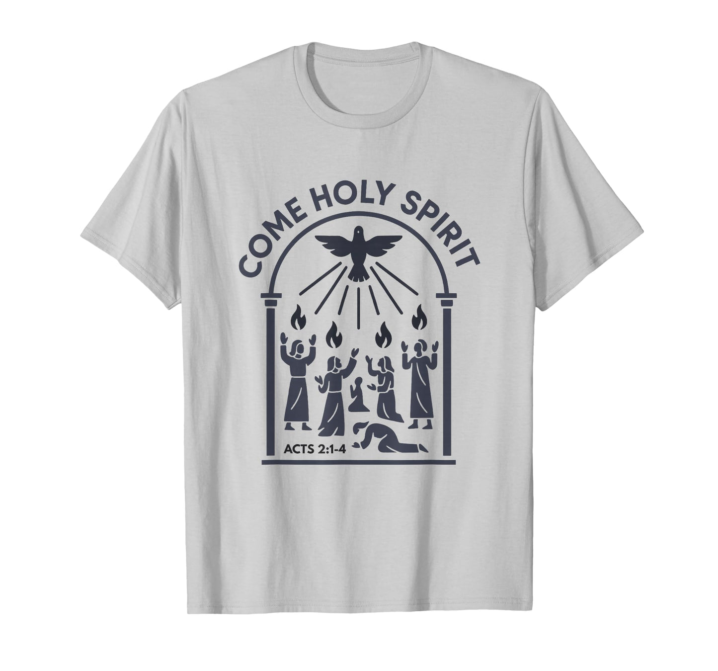 Come Holy Spirit Acts 2 Flames of Fire Modern Flat Christian T-Shirt