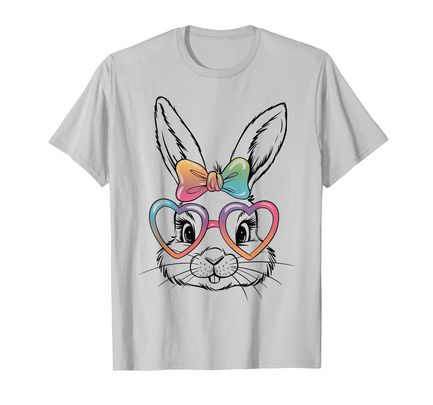 Cute Bunny Rabbit Face Tie Dye Glasses Girl Happy Easter Day T-Shirt