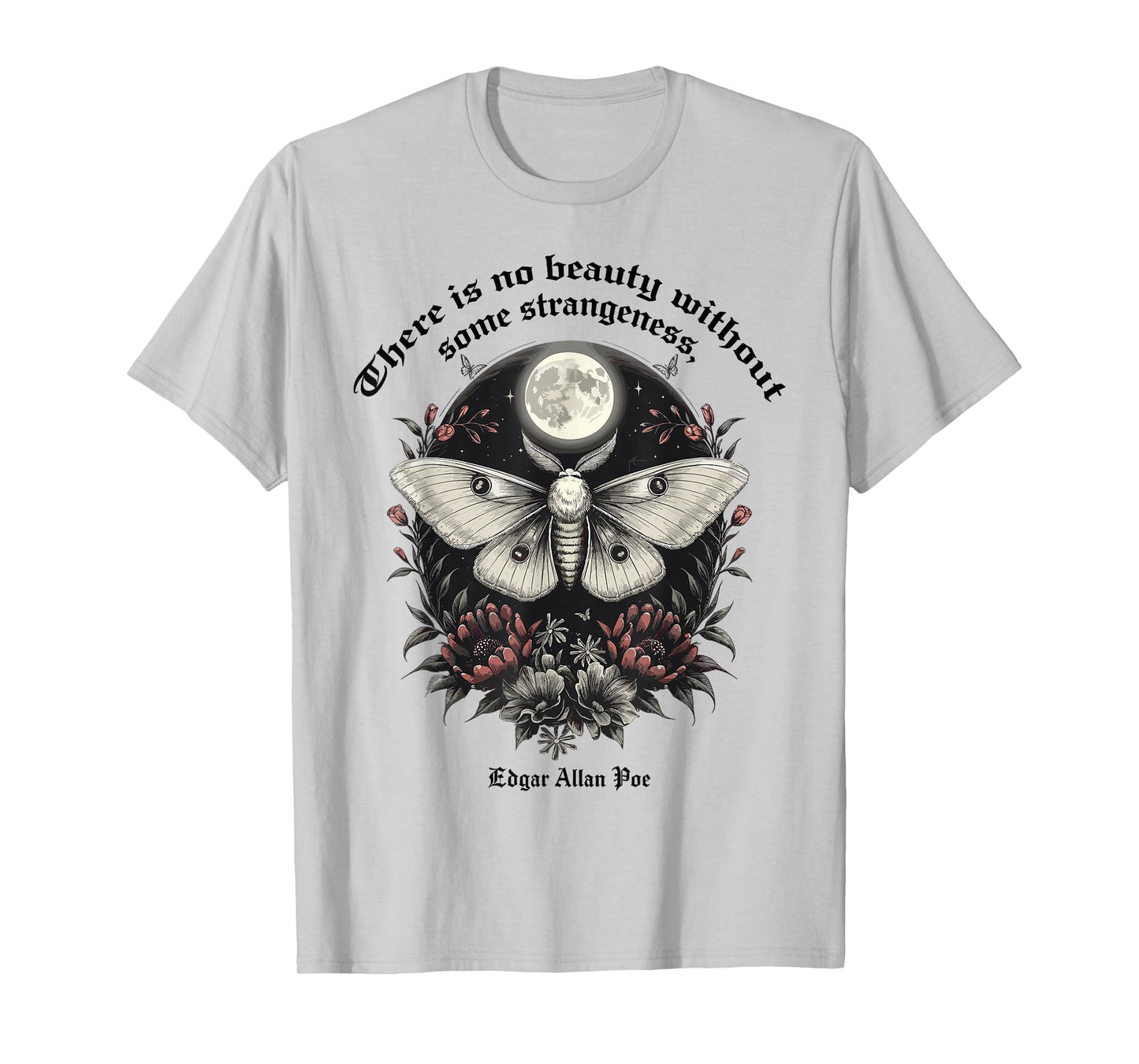 Inspiration from Edgar Allan Poe's Works Apparel Unisex-Adults T-Shirt Grey Small Gothic Poetry-Themed T-Shirt