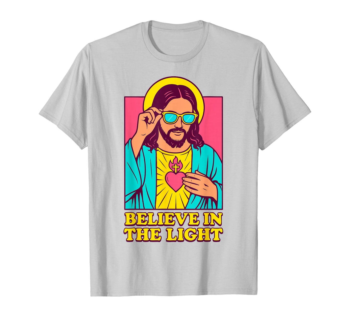 Christian Jesus Believe in The Light Anime Pop Art White T-Shirt