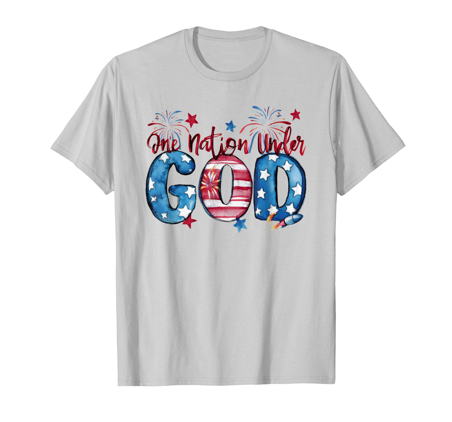One Nation Under God, American, Happy Christian Woman T-Shirt