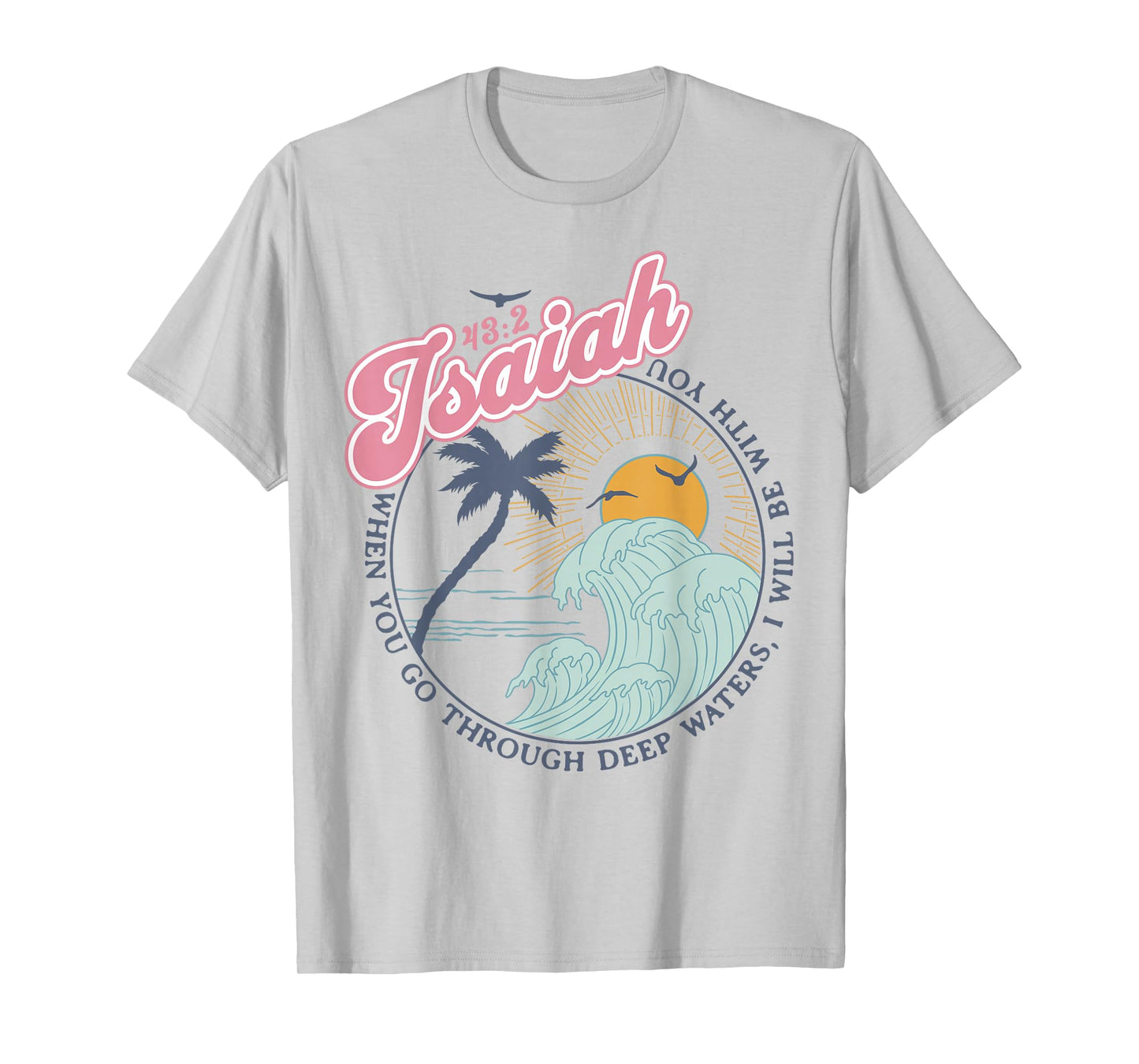 Christian Scripture Jesus Beach Isaiah Vintage Waves Retro T-Shirt