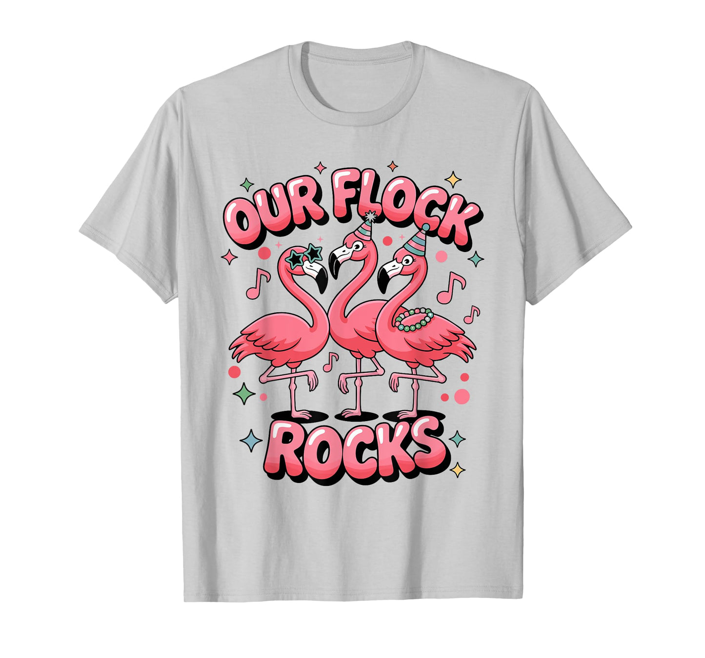 Our Flock Rocks Flamingo Matching Family Vacation Summer T-Shirt