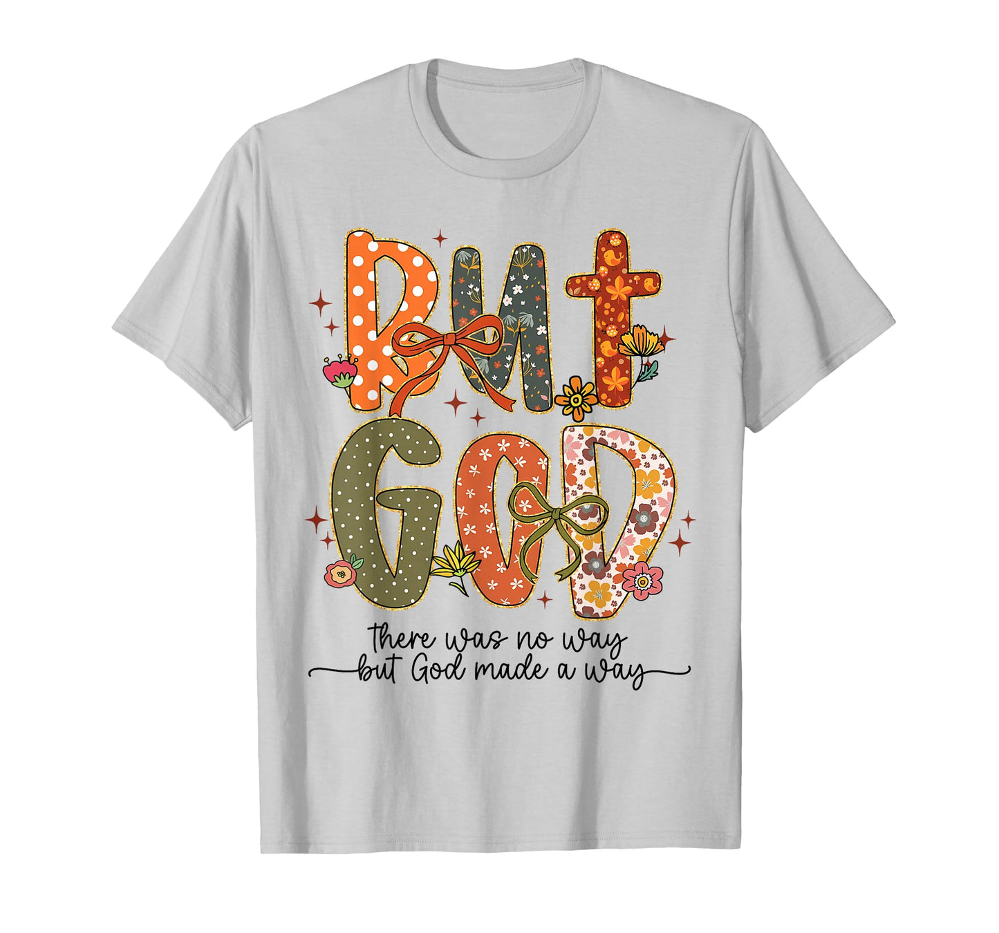 But God Thanksgiving Autumn Christian Thankful Coquette Bow T-Shirt
