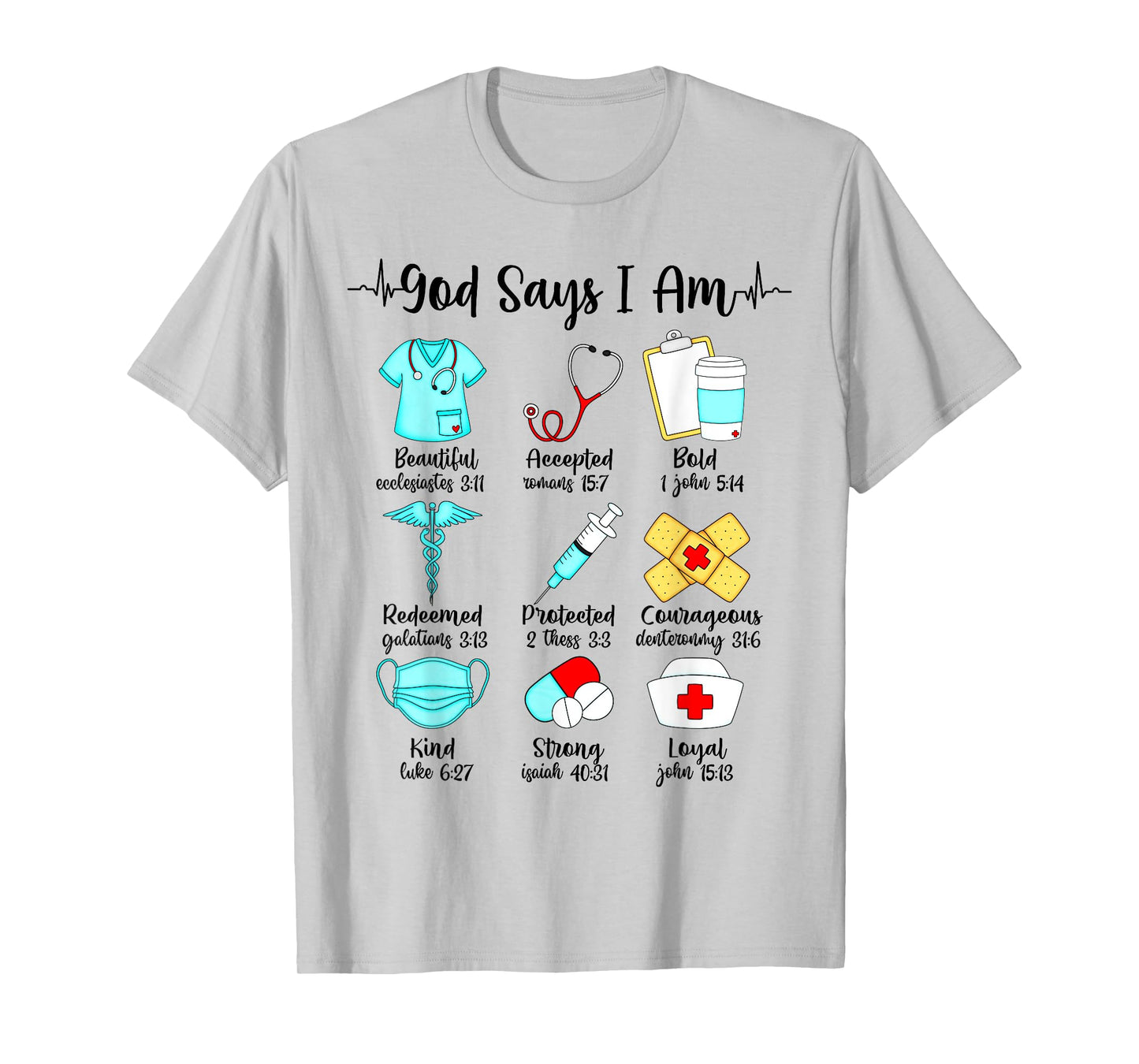 God Says I Am Nurse, Christian Nursing, RN LVN CNA Nurse Tee T-Shirt