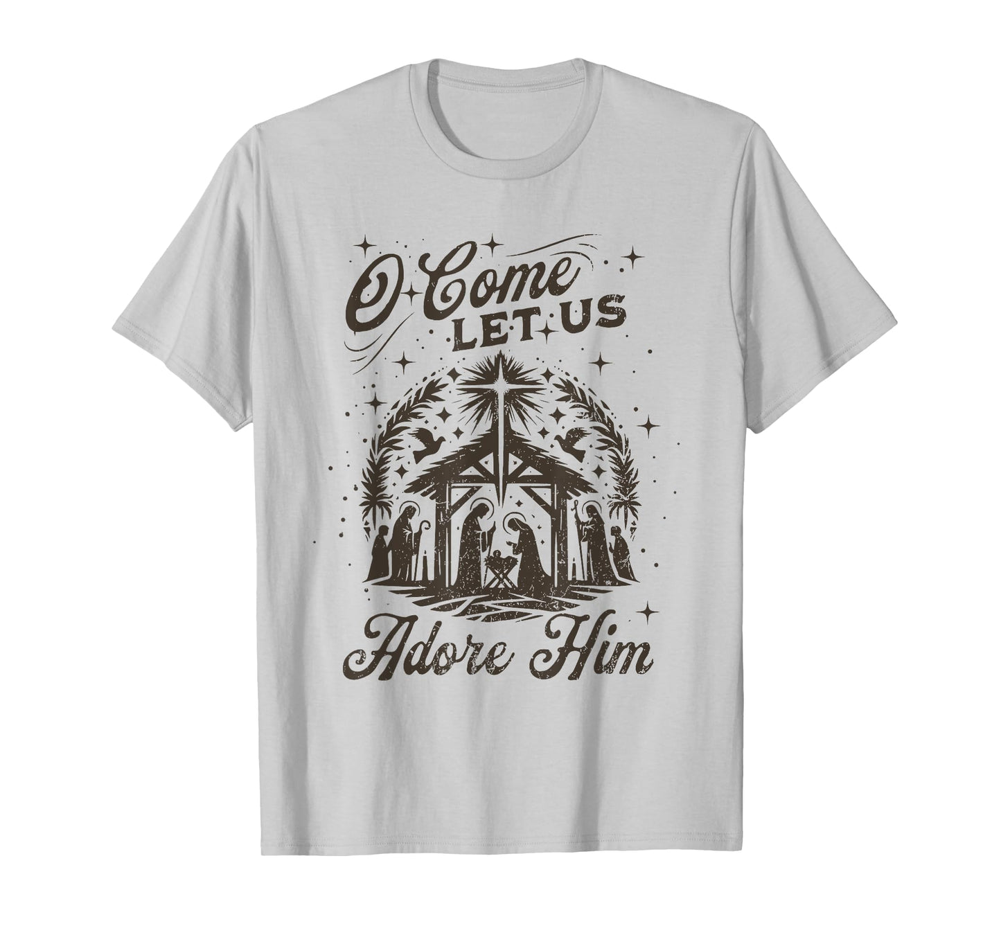 Christmas Jesus Nativity Scene O Come Let Us Adore Him T-Shirt