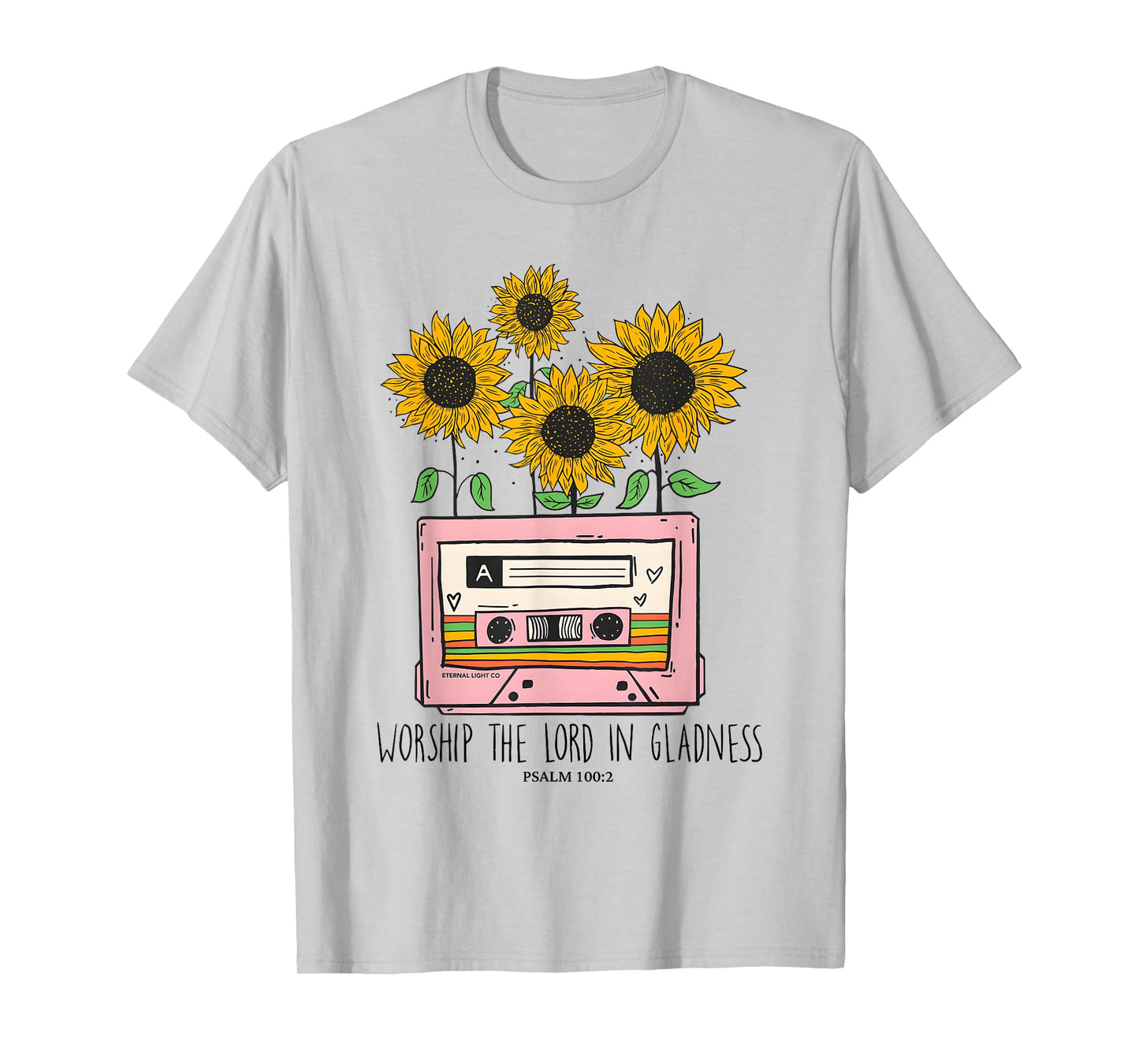 Worship The Lord in Gladness Psalm 100:2 Sunflower Christian T-Shirt