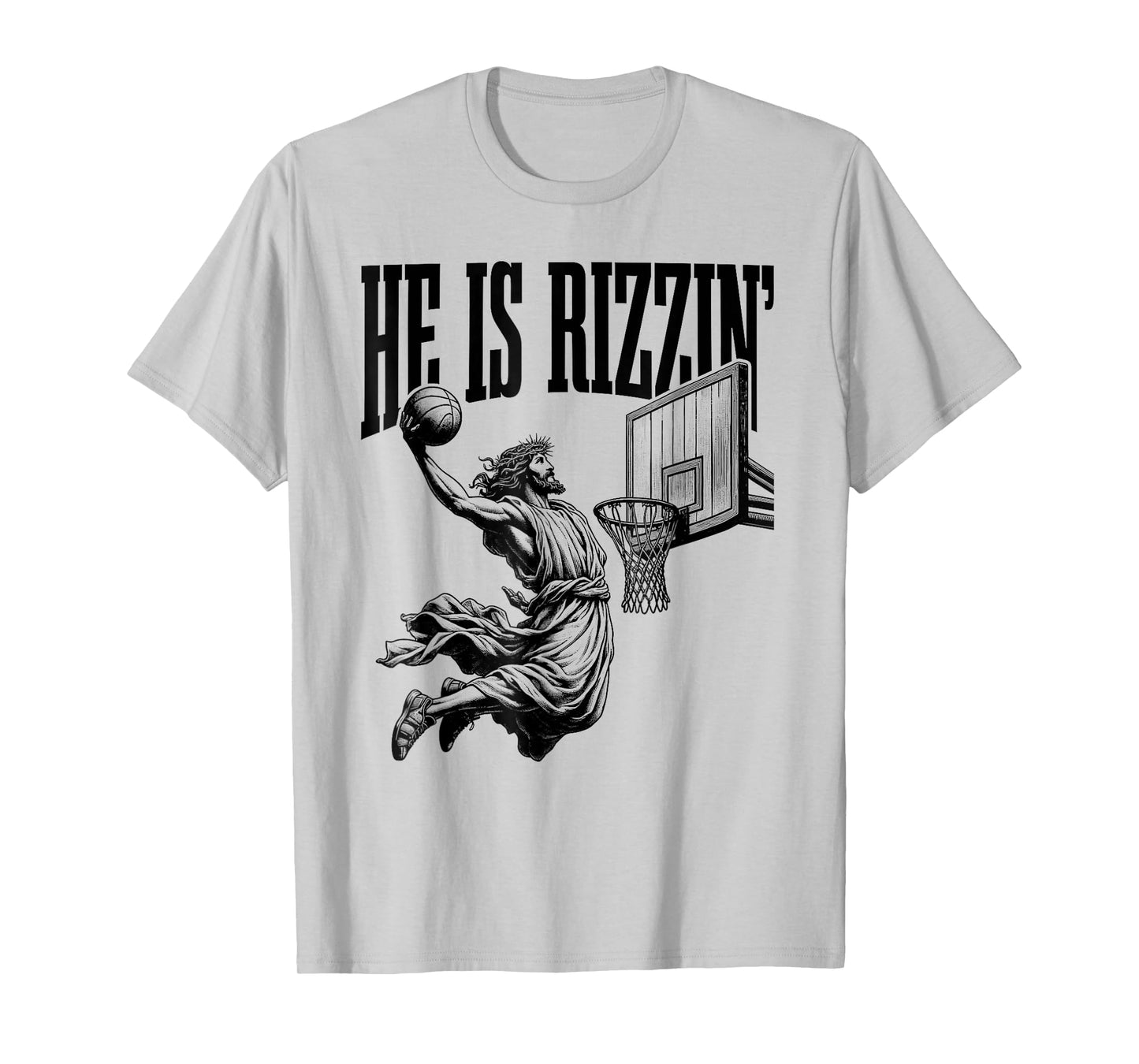 He Is Rizzin Shirt Basketball Jesus Retro Easter Christian T-Shirt