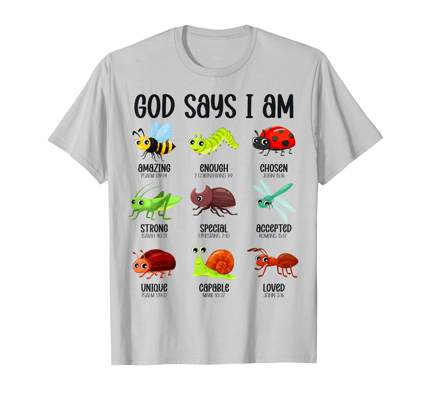 God Says I Am Christian Boys Kids Bug Hunter Hunting Bugs T-Shirt