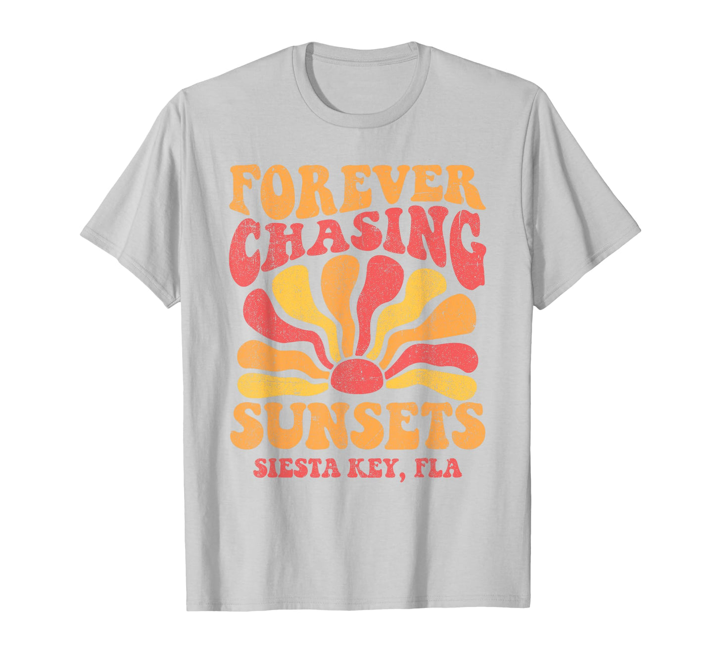 Forever Chasing Sunsets Siesta Key Beach Florida 70s Retro T-Shirt