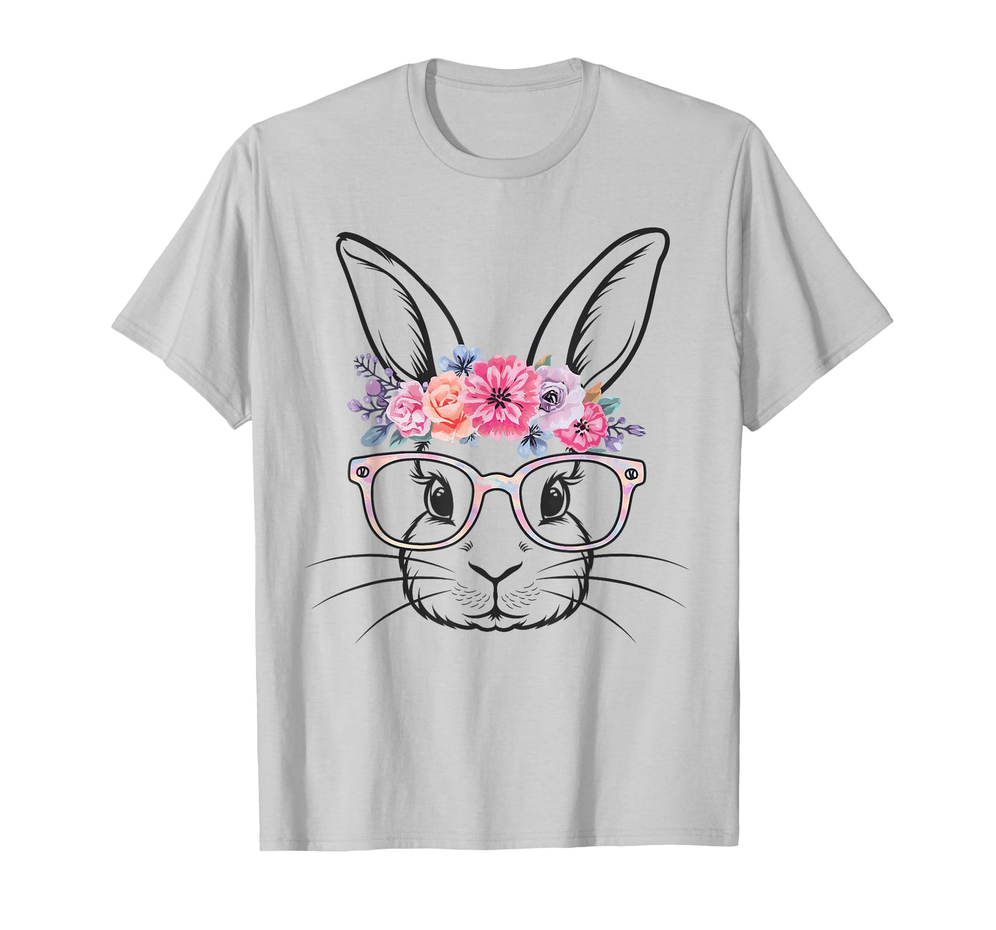 Cute Bunny Rabbit Face Tie Dye Glasses Girl Happy Easter Day T-Shirt